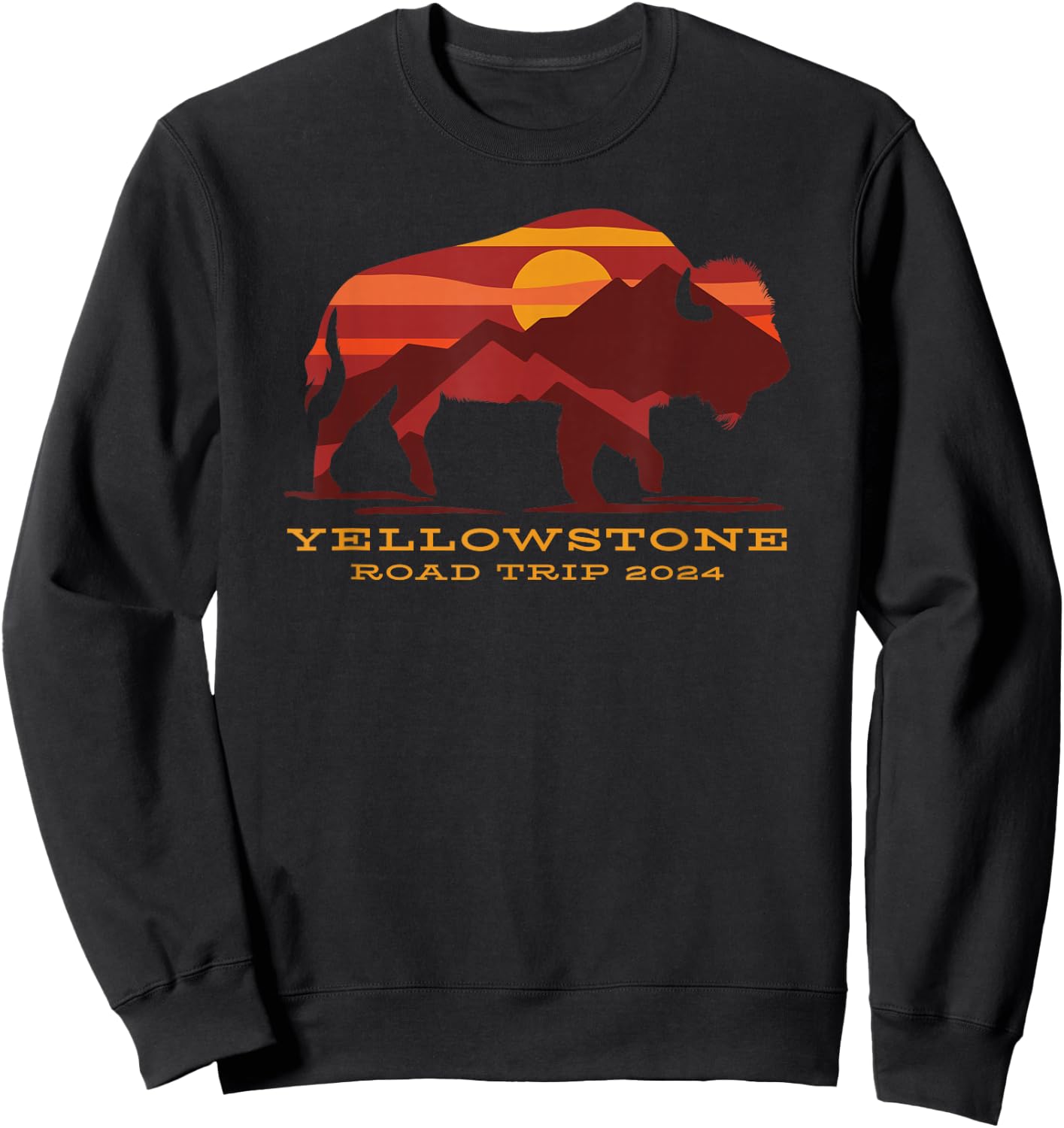 Yellowstone National Park Family Road Trip 2024 Matching Sweatshirt - Sweatshirt | Black