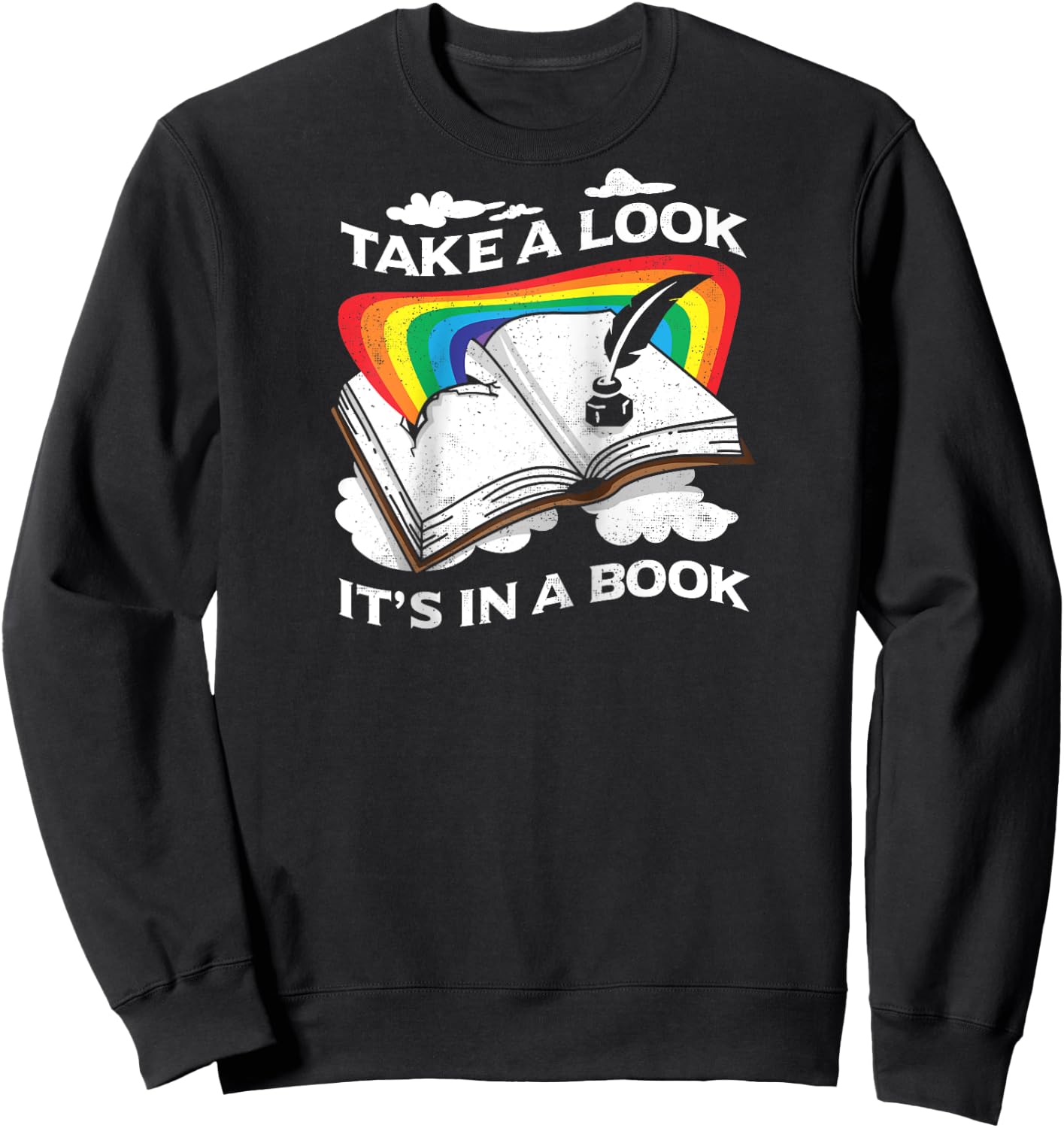 Love Reading Love Rainbows Gift Retro Rainbow Design Raglan Baseball Sweatshirt - Sweatshirt | Black