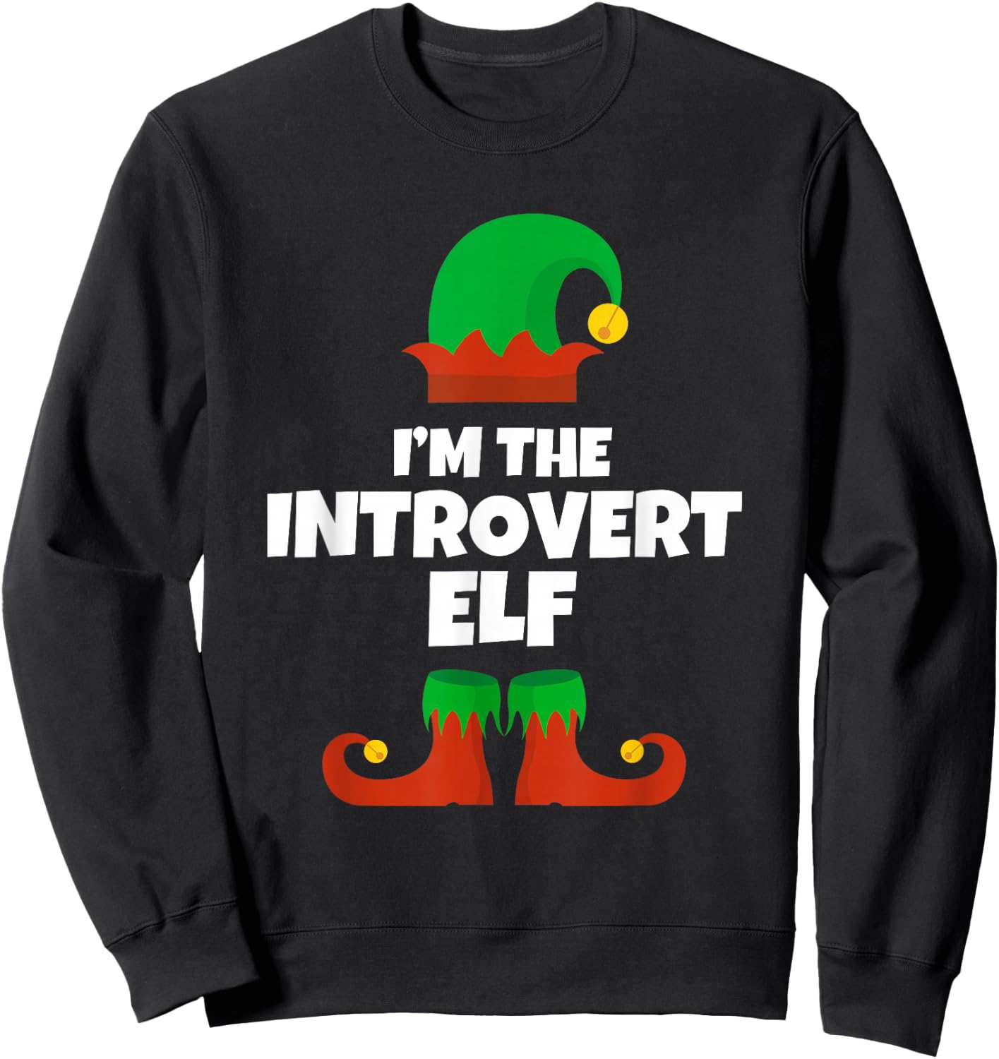 I'm The Introvert Elf Family Pajama Christmas Funny Sweatshirt - Sweatshirt | Black