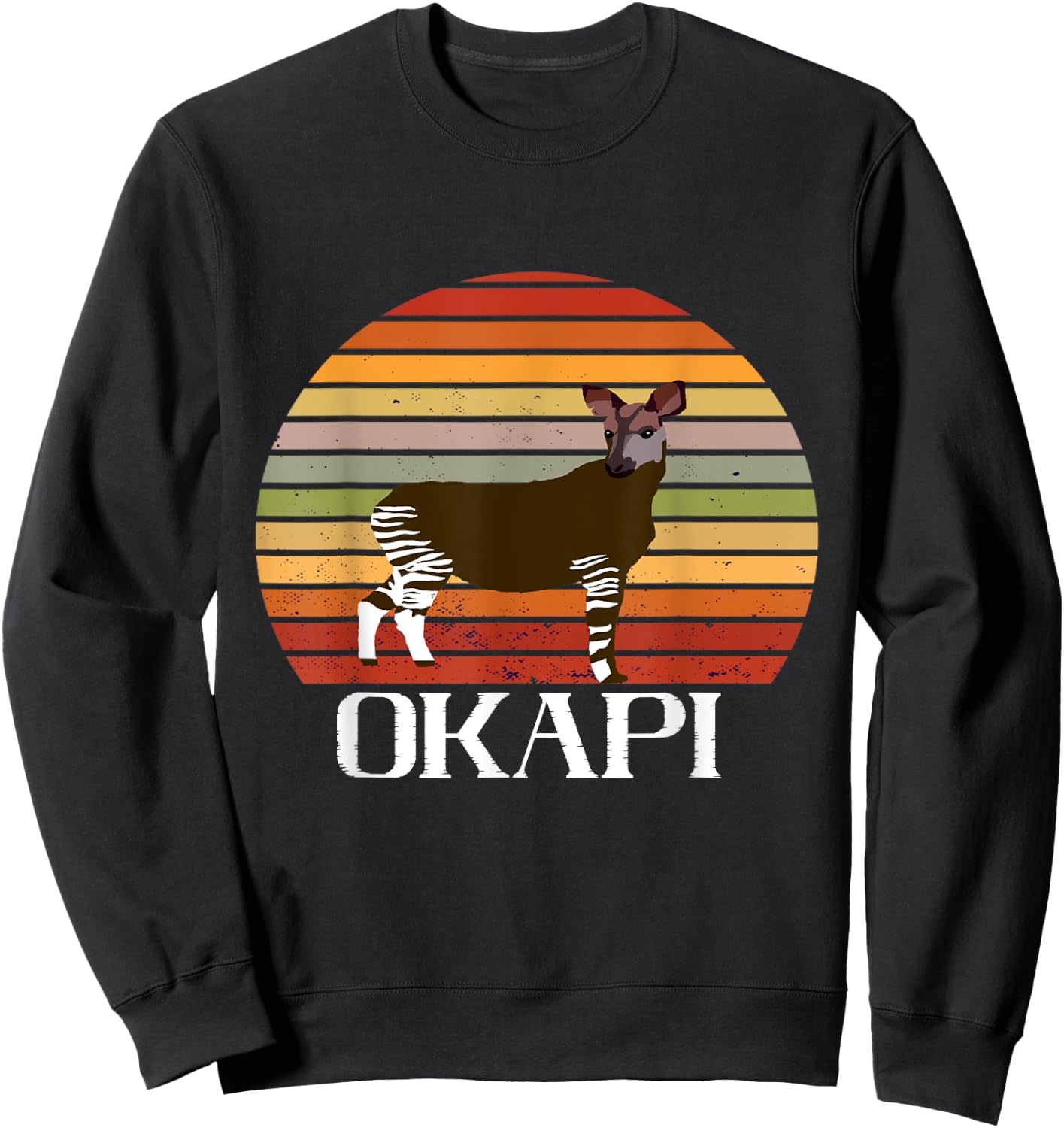 Retro Funny Okapi Vintage Forest Giraffe Okapi Lover Okapi Sweatshirt - Sweatshirt | Black
