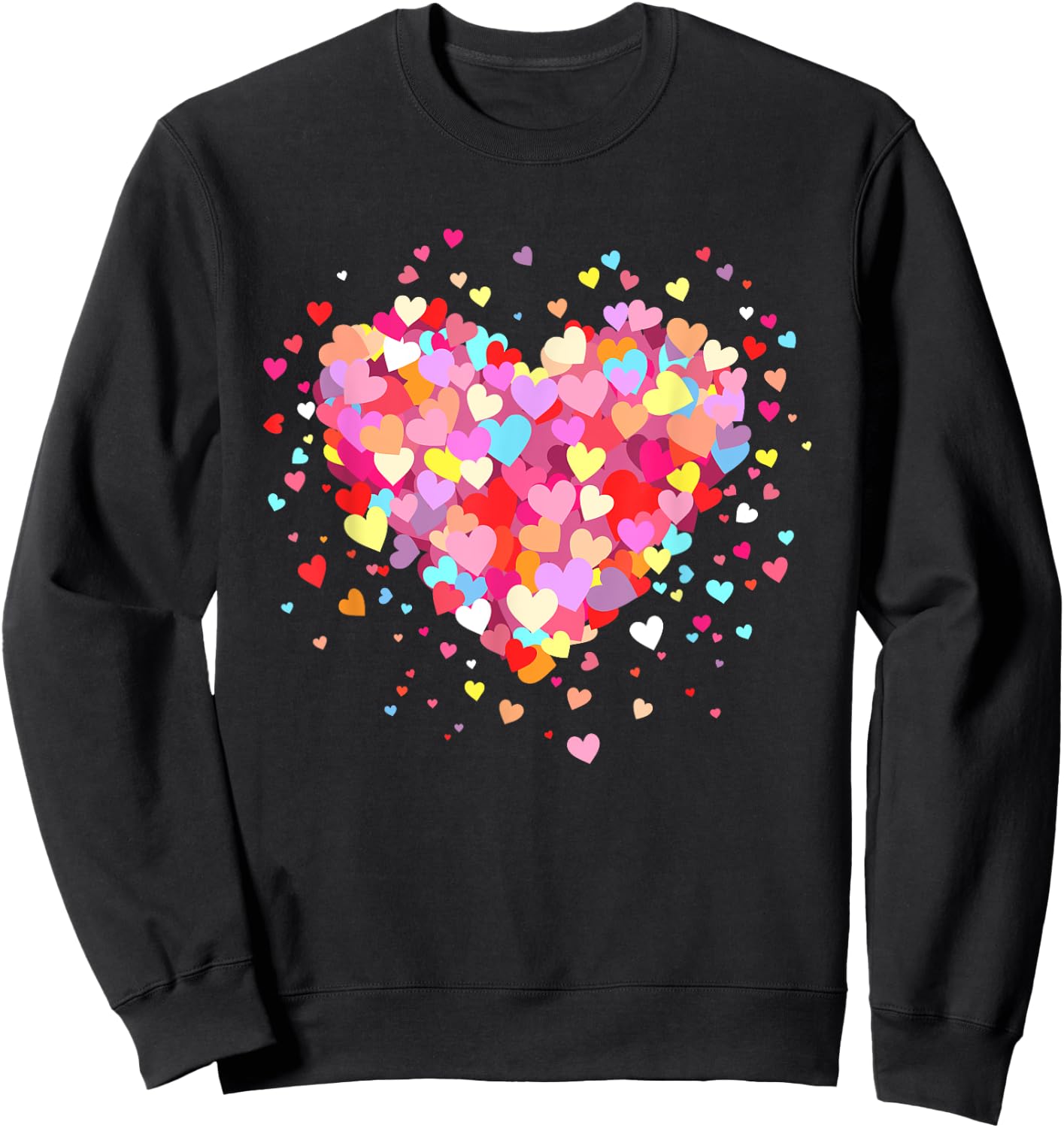 Heart Design Colourful Confetti Hearts Valentine's Day , black Sweatshirt - Sweatshirt | Black