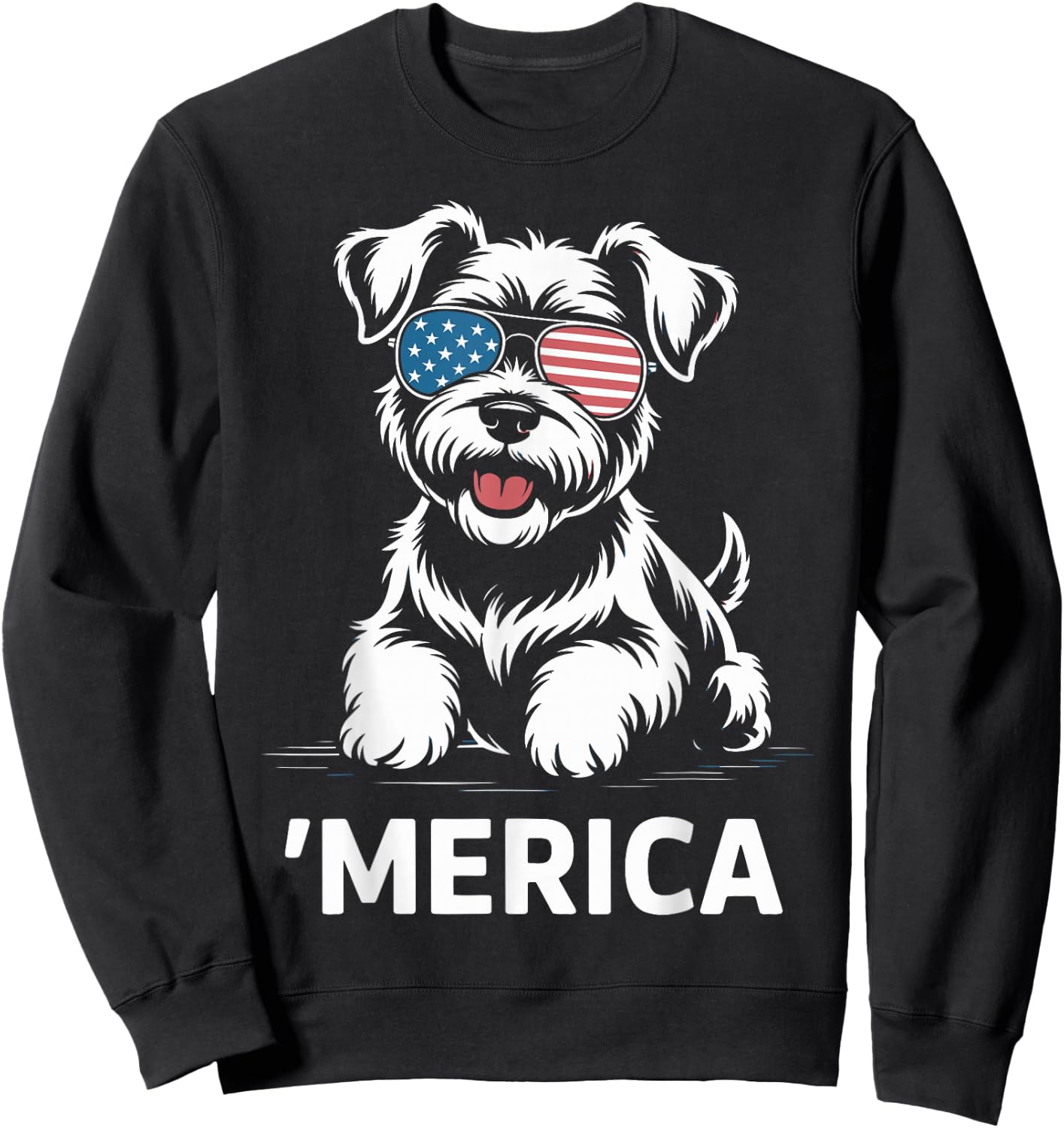 Miniature Schnauzer 4th of July ‘Merica Patriotic Sweatshirt - Sweatshirt | Black