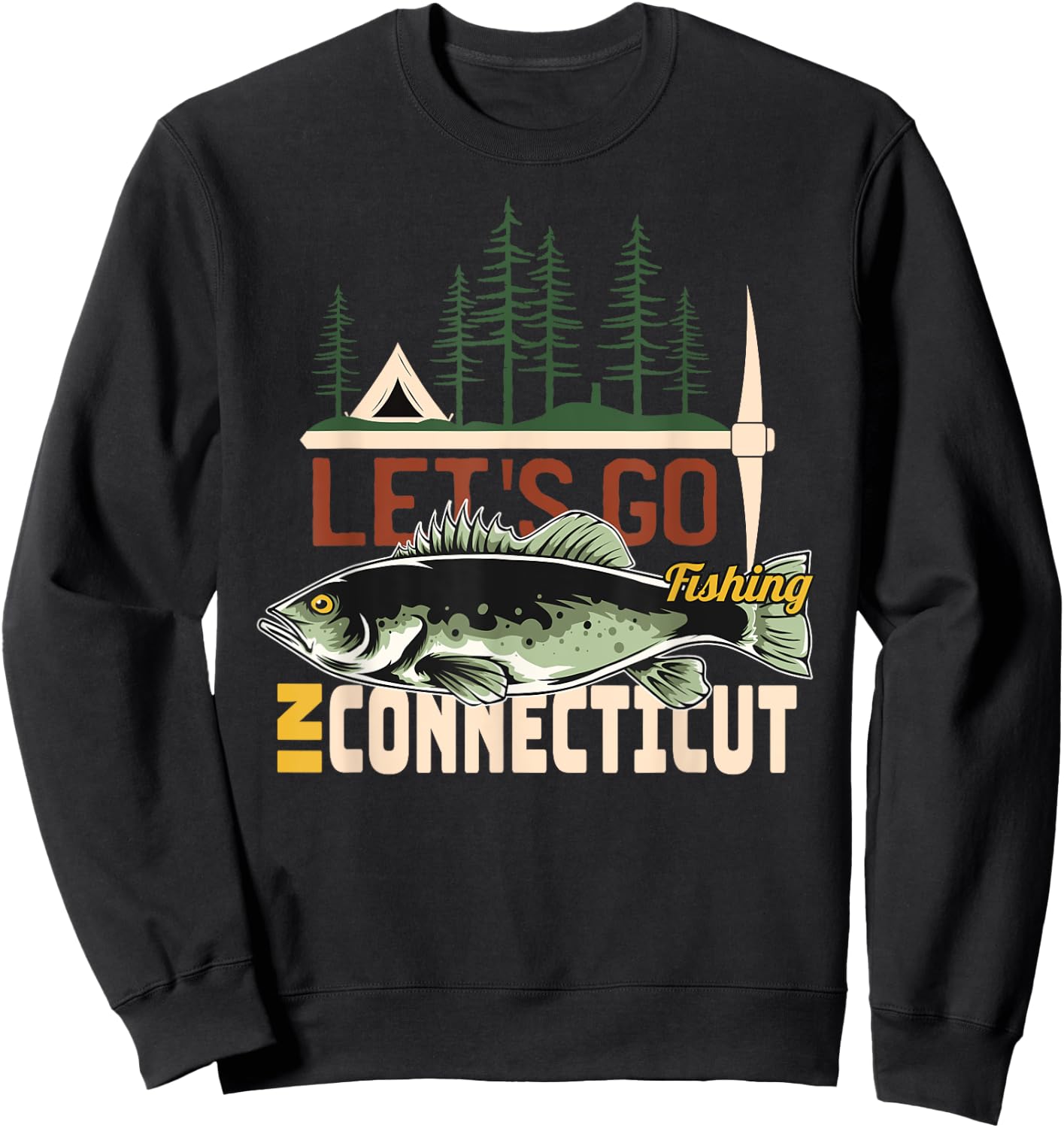 Camping Fishing in Connecticut - Nature Connecticut Fishing Sweatshirt - Sweatshirt | Black