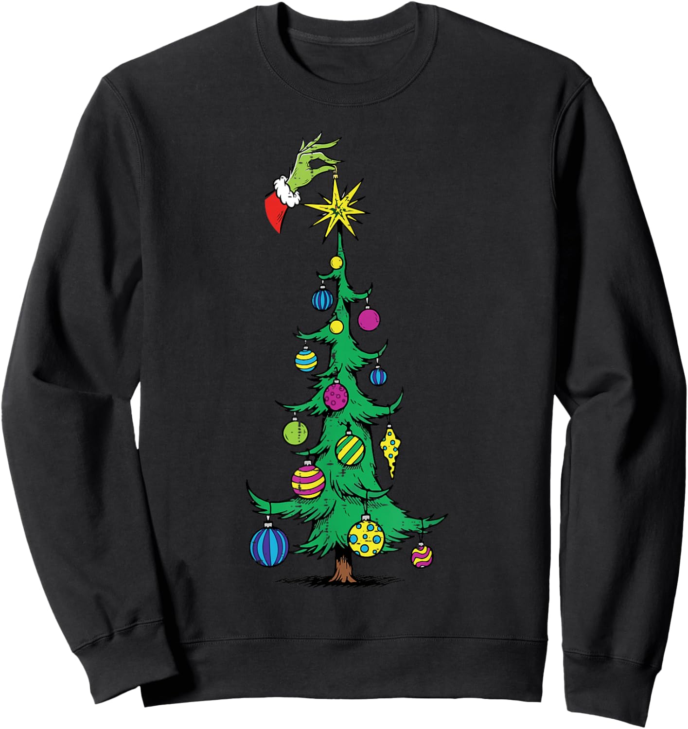 Christmas Tree Star Green Hand Xmas Holiday Kids Men Women Sweatshirt - Sweatshirt | Black