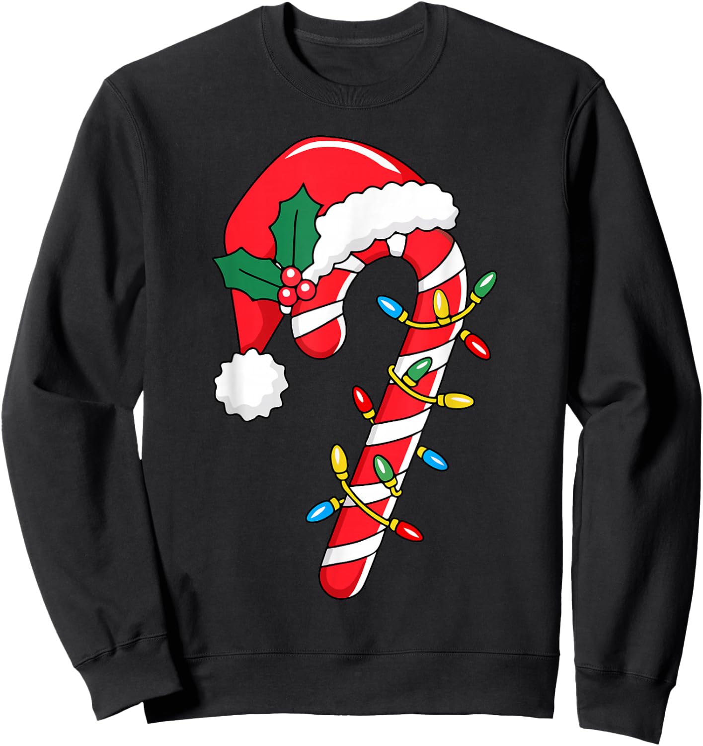 Christmas Candy Cane Santa Xmas Kids Toddler Youth Women Men Sweatshirt - Sweatshirt | Black