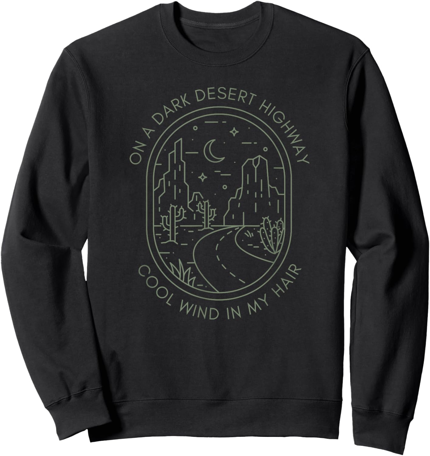 Desert Vibes Cactus Cacti Nature Cute Travel Women's Black Modern Minimalist Nature Illustration Small Short Sleeve Sweatshirt - Sweatshirt | Black