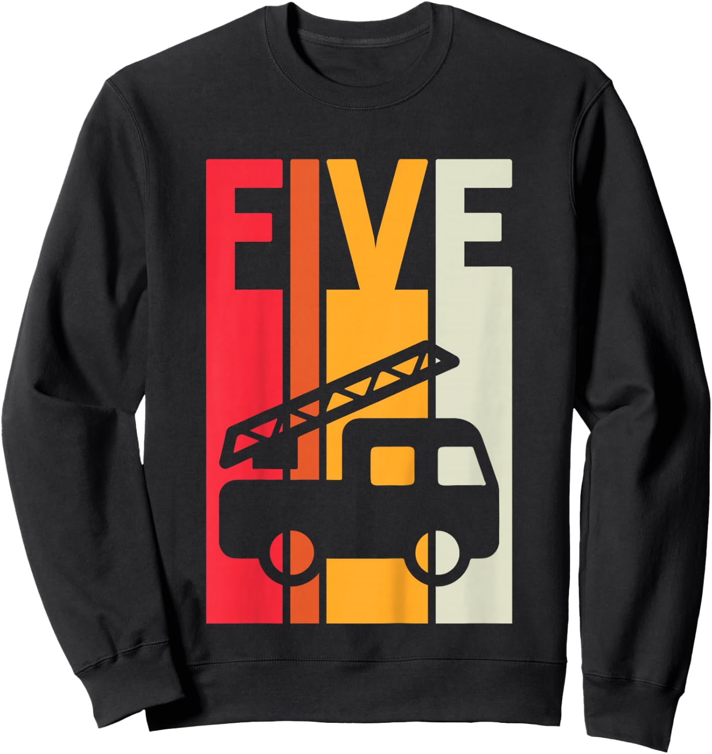 Fire Truck 5th Birthday Boys Firefighter Fireman 5 Years Sweatshirt - Sweatshirt | Black