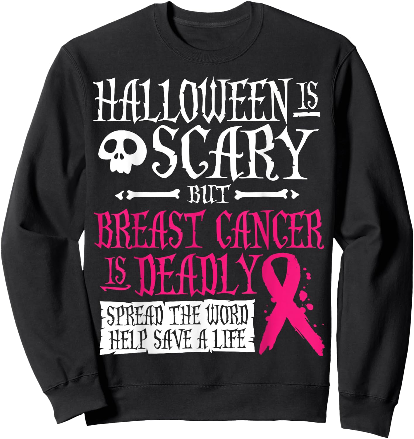 Halloween Costume Breast Cancer Awareness Sweatshirt - Sweatshirt | Black