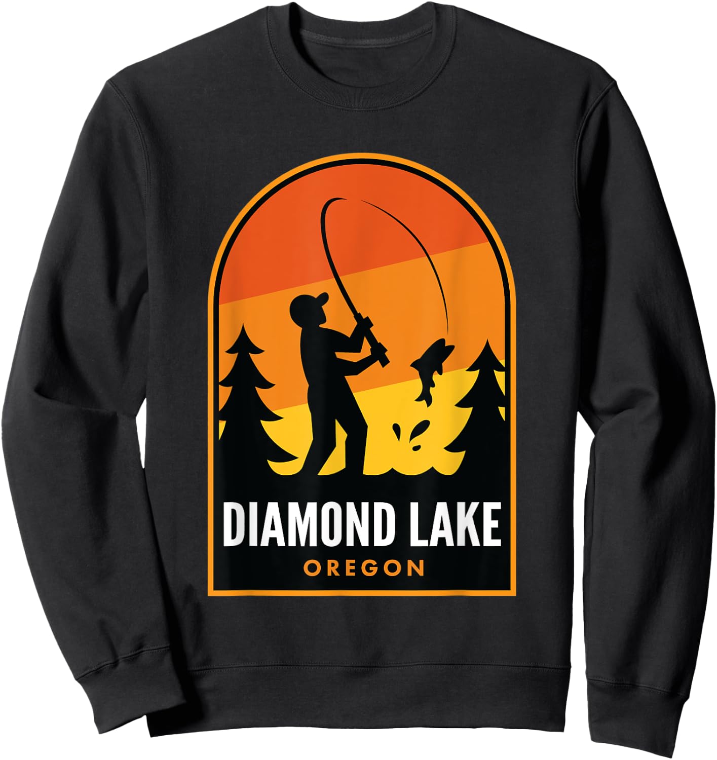 Diamond Lake Oregon Fishing Sweatshirt - Sweatshirt | Black