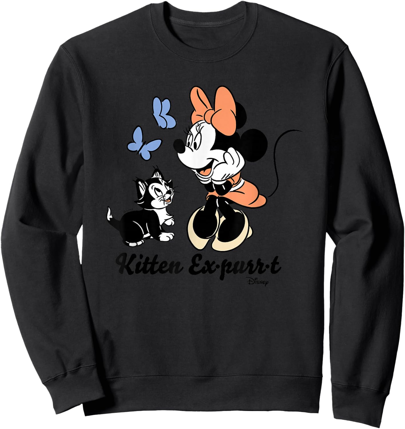 Minnie Mouse - Figaro Kitten Expurrt With Butterflies Sweatshirt - Sweatshirt | Black