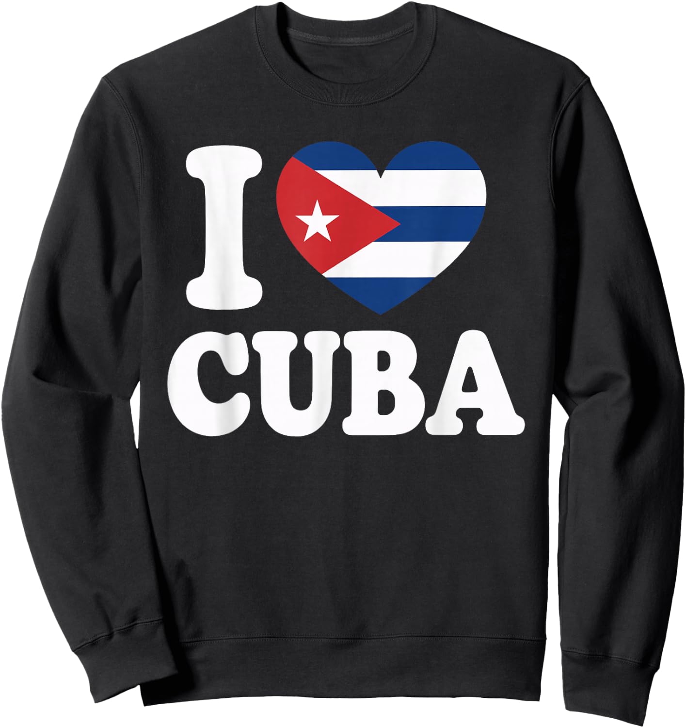 I Love Cuba Cuban Flag Heart Sweatshirt - Sweatshirt | Black