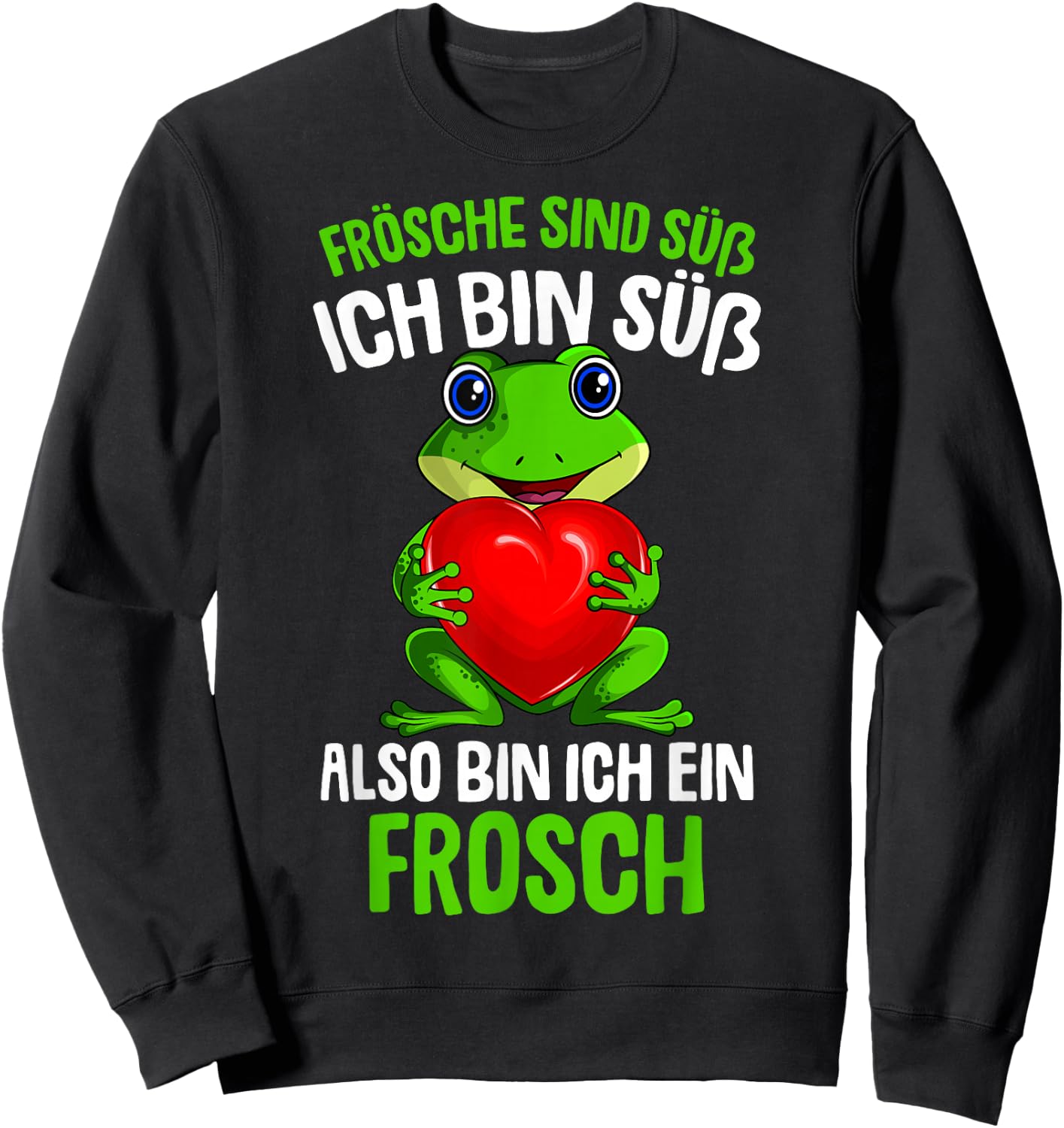 Frogs are sweet, children's women's / girls' frog , black Sweatshirt - Sweatshirt | Black