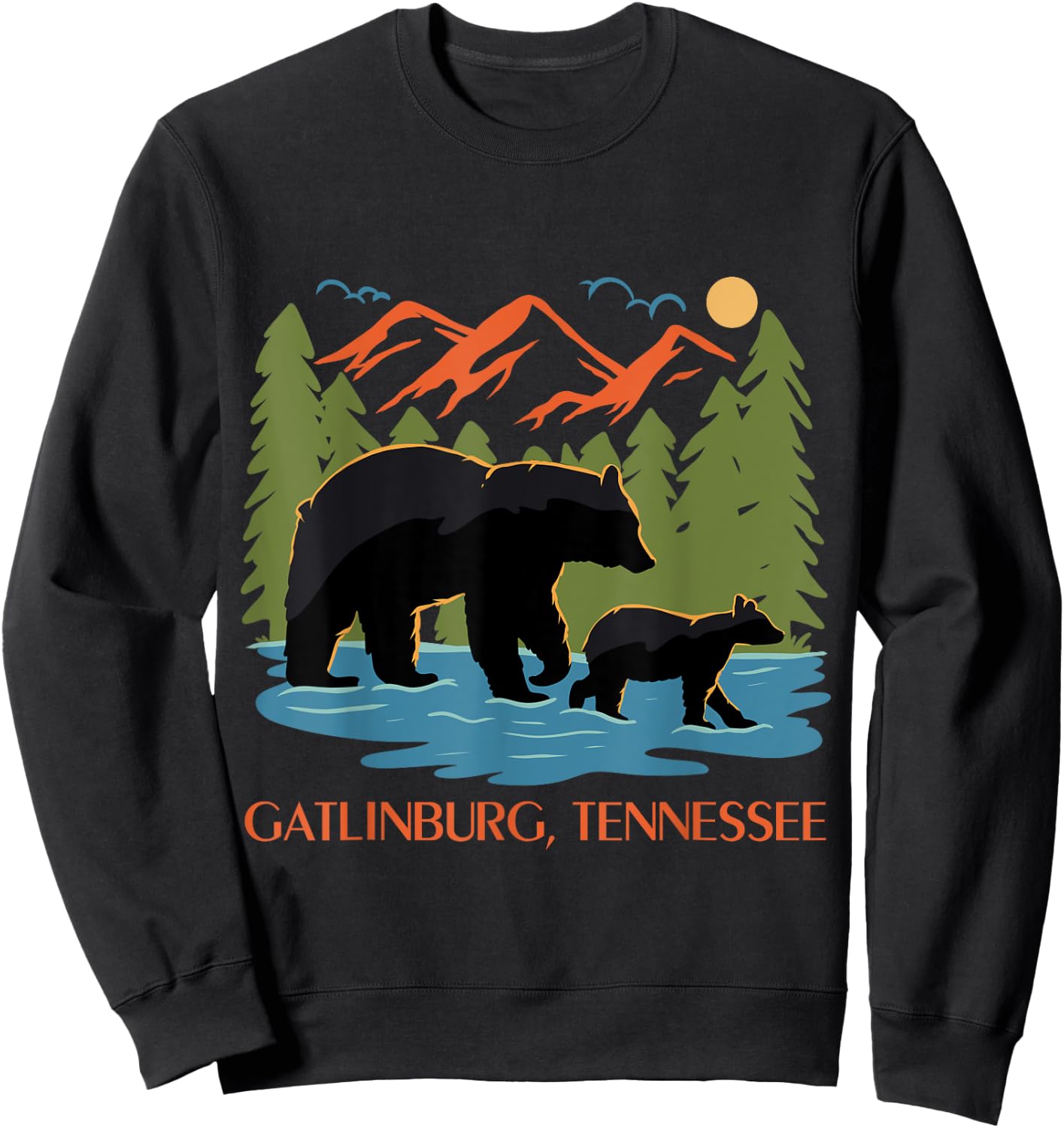 Vintage Gatlinburg Tennessee Smoky Mountains National Park Sweatshirt - Sweatshirt | Black