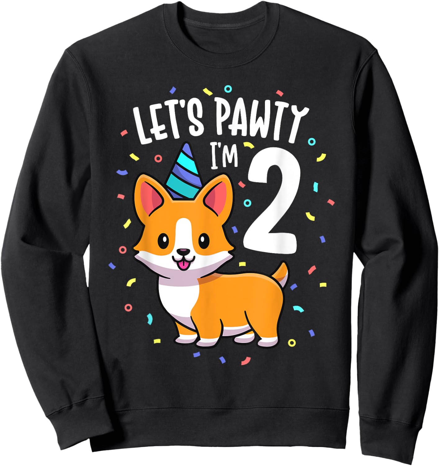 2 Years Old Corgi Dog Lover 2nd Birthday Party Outfit Kid Sweatshirt - Sweatshirt | Black