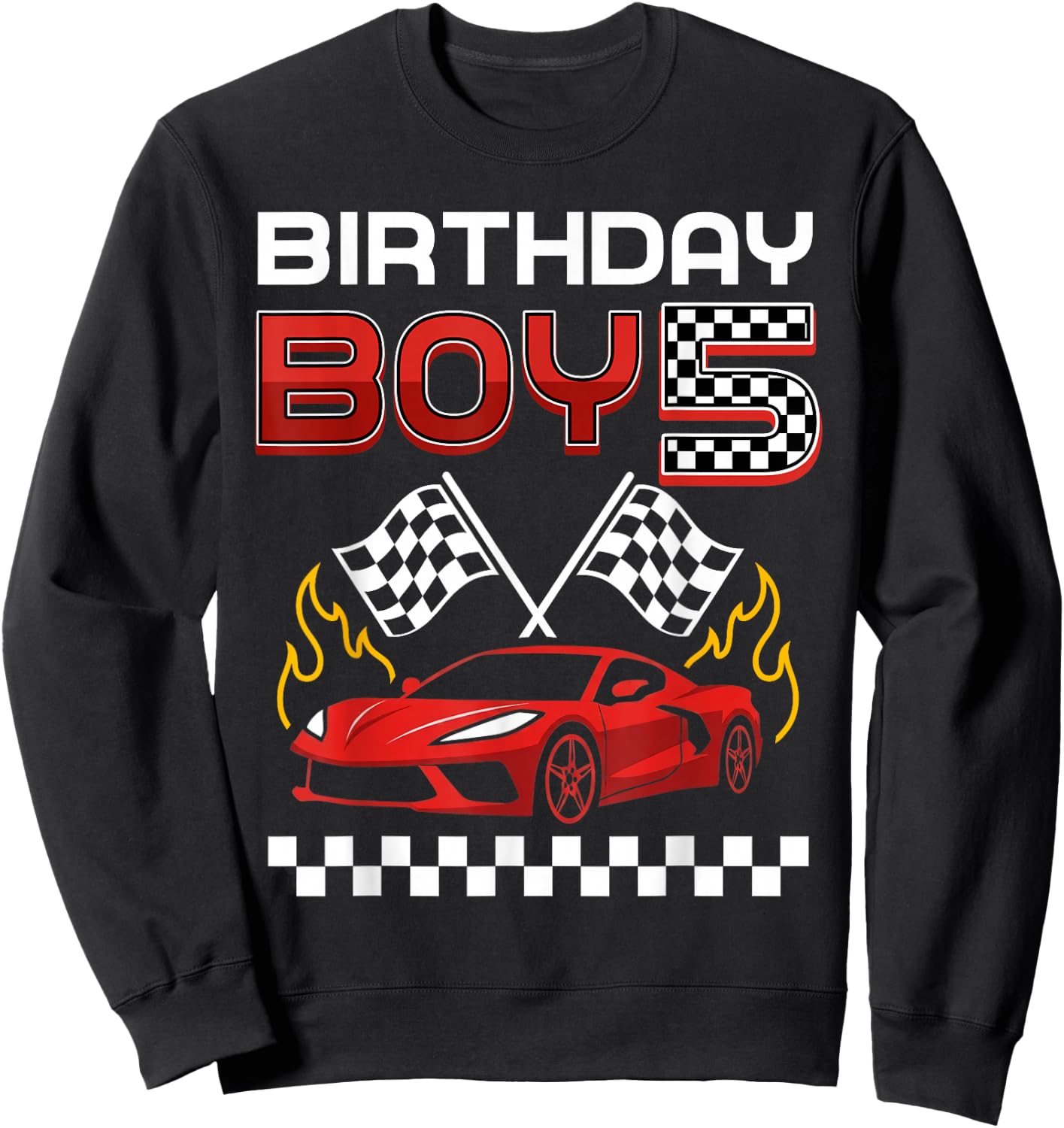 5th Birthday Boy Race Car Racing Car 5 Year Old Boys Kids Sweatshirt - Sweatshirt | Black