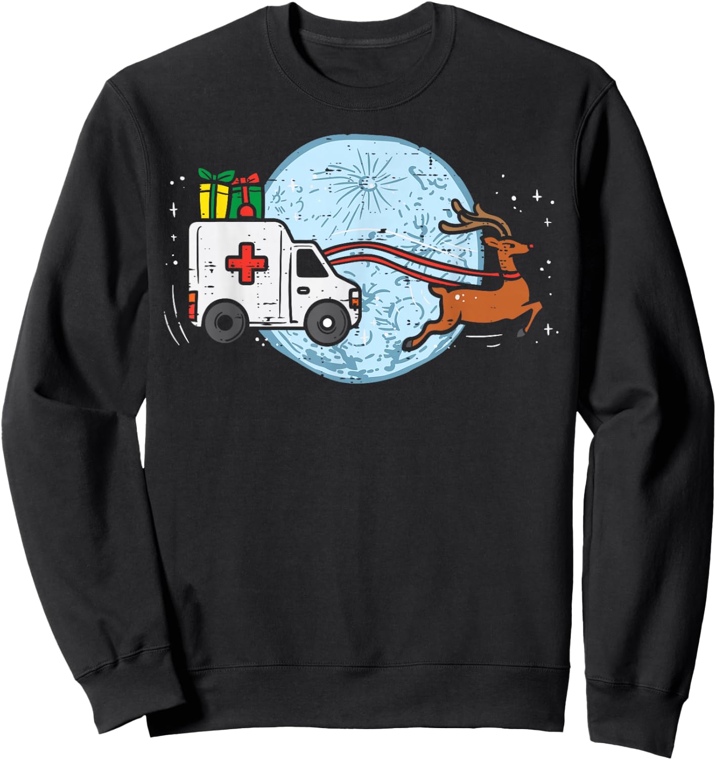 Ambulance Reindeer Nurse Christmas Winter Scrub Xmas Medical Sweatshirt - Sweatshirt | Black