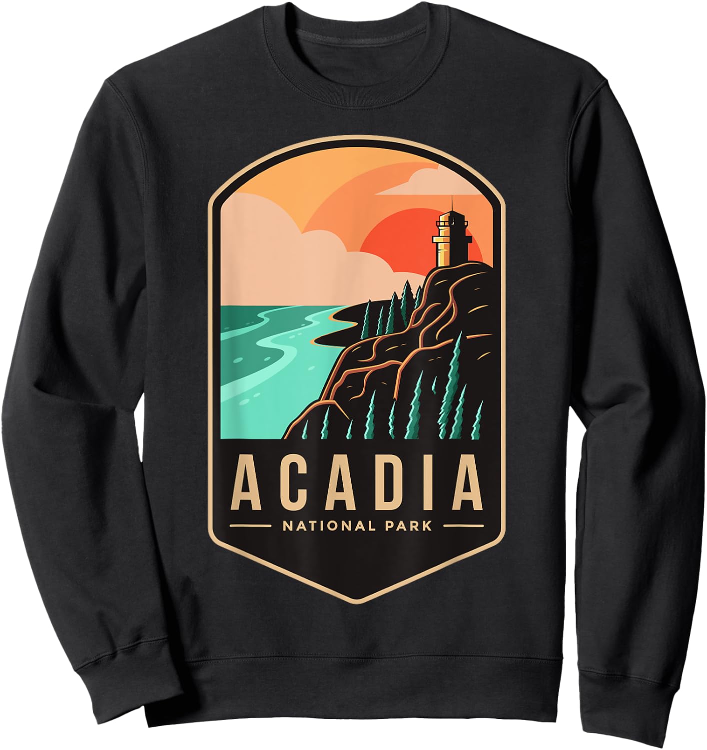 1916 Maine Bar Harbor Acadia National Park Sweatshirt - Sweatshirt | Black