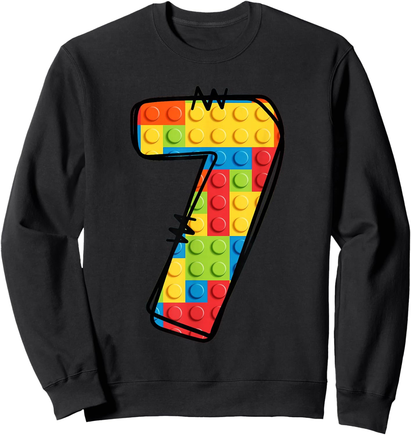 7 Year Old Blocks Building Master Builder 7th Birthday Sweatshirt - Sweatshirt | Black