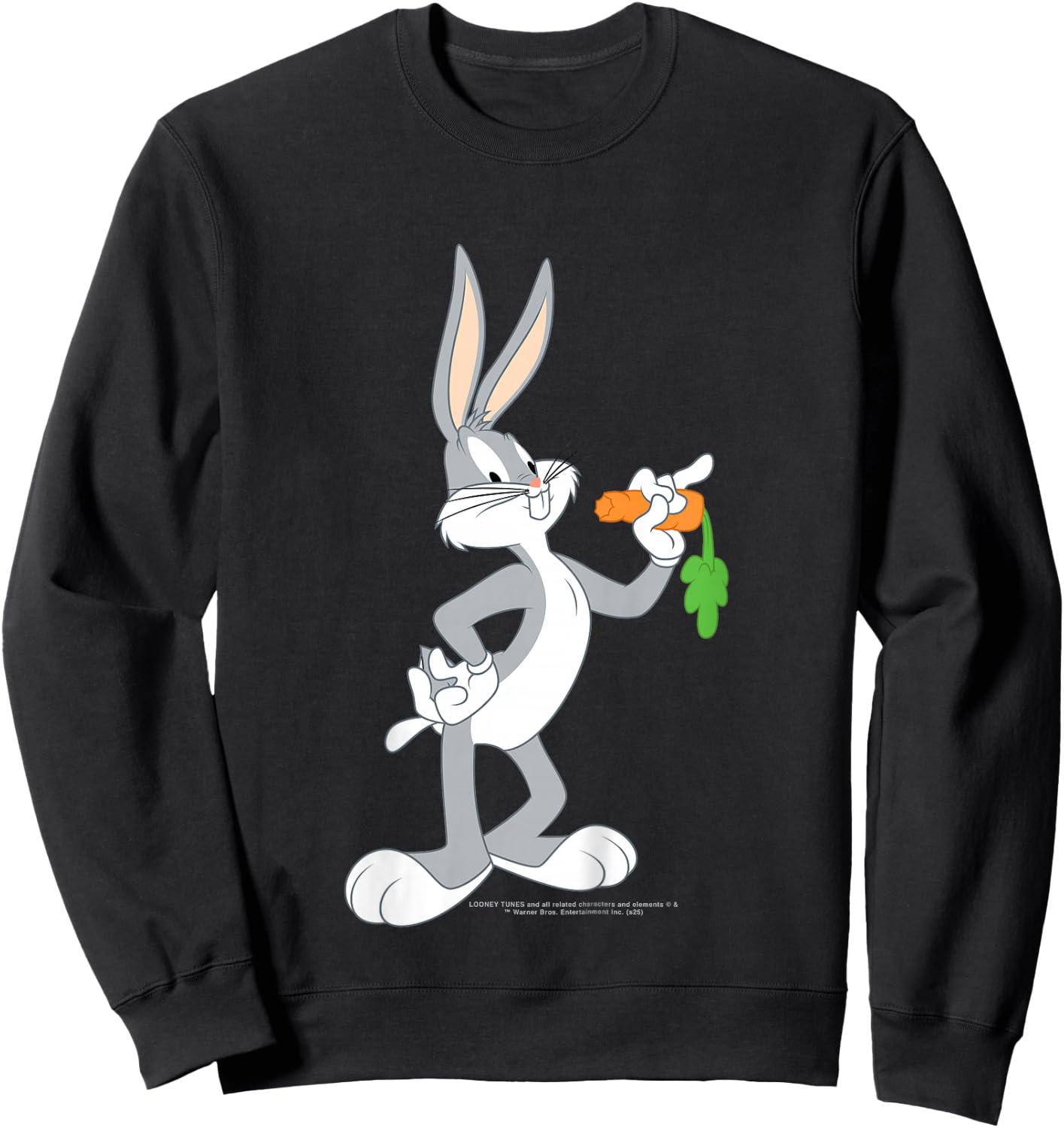 Looney Tunes Bugs Bunny Eating A Carrot Kids Sweatshirt - Sweatshirt | Black