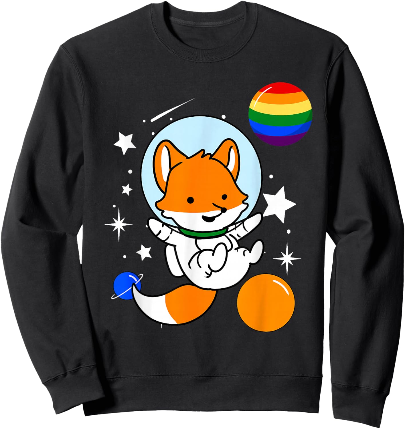 Fox Astronaut Gay Pride Sweatshirt - Sweatshirt | Black