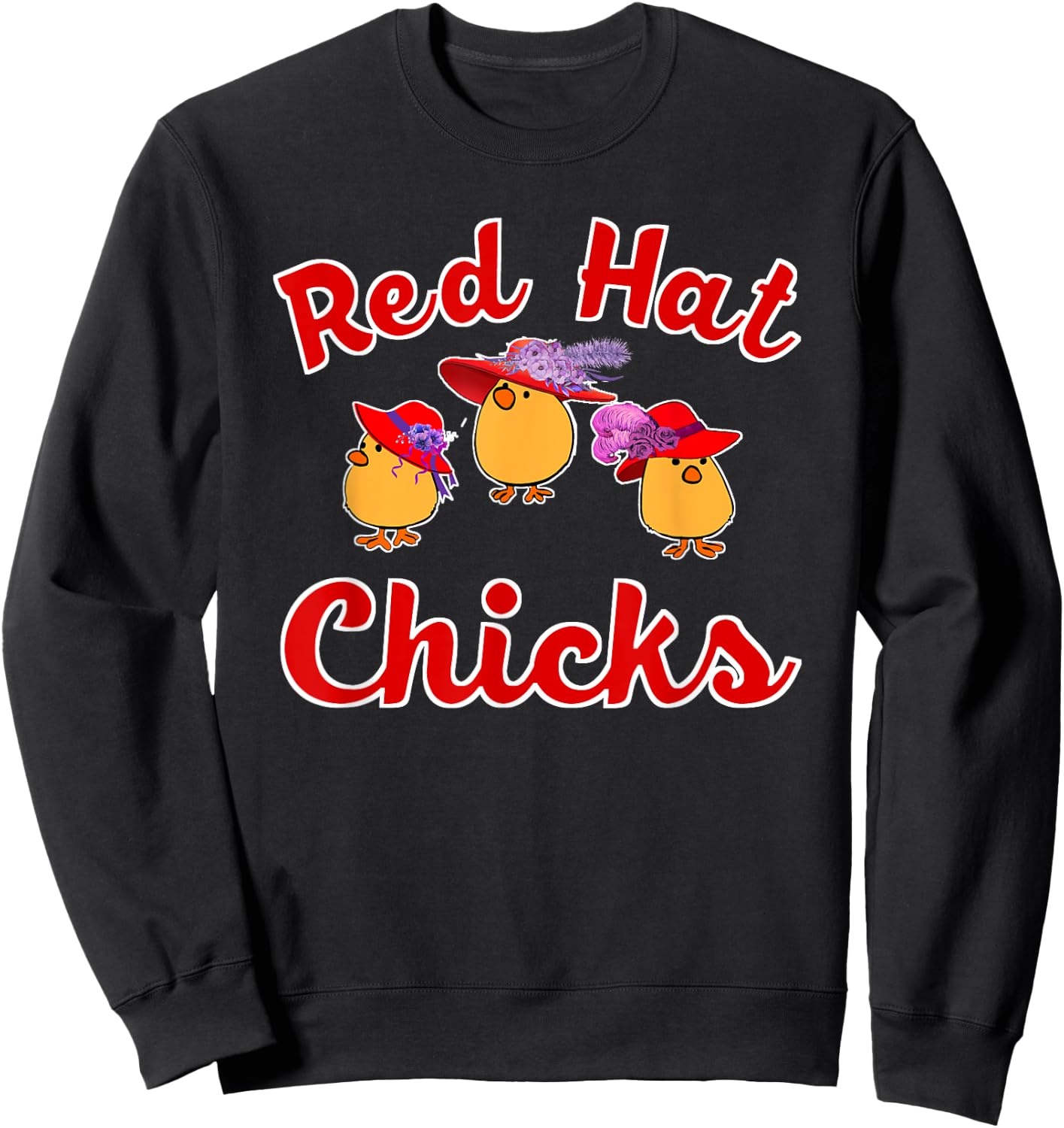 Cute Red Hat Chicks Society Sweatshirt - Sweatshirt | Black