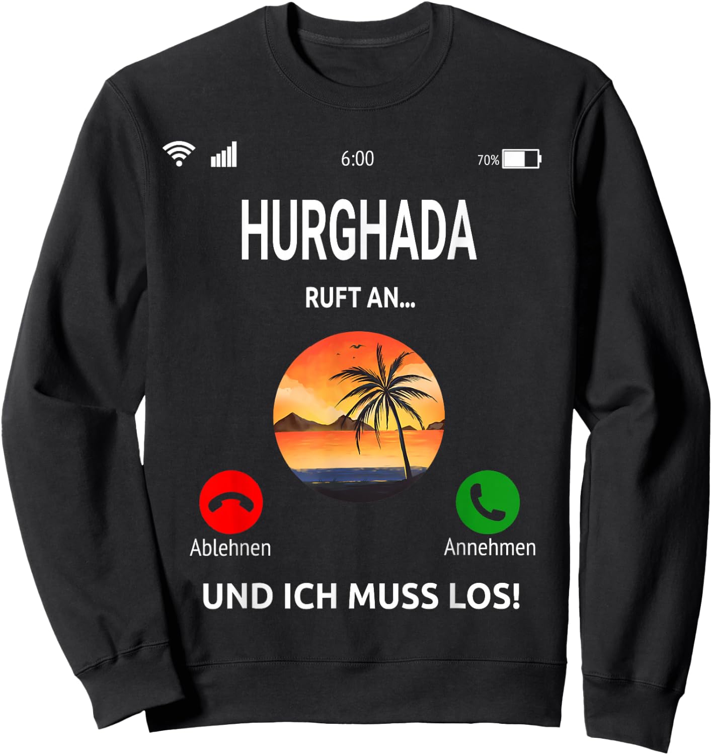 Hurghada Ruft An Design Strand Palmen Urlaub Ägypten Sweatshirt - Sweatshirt | Black
