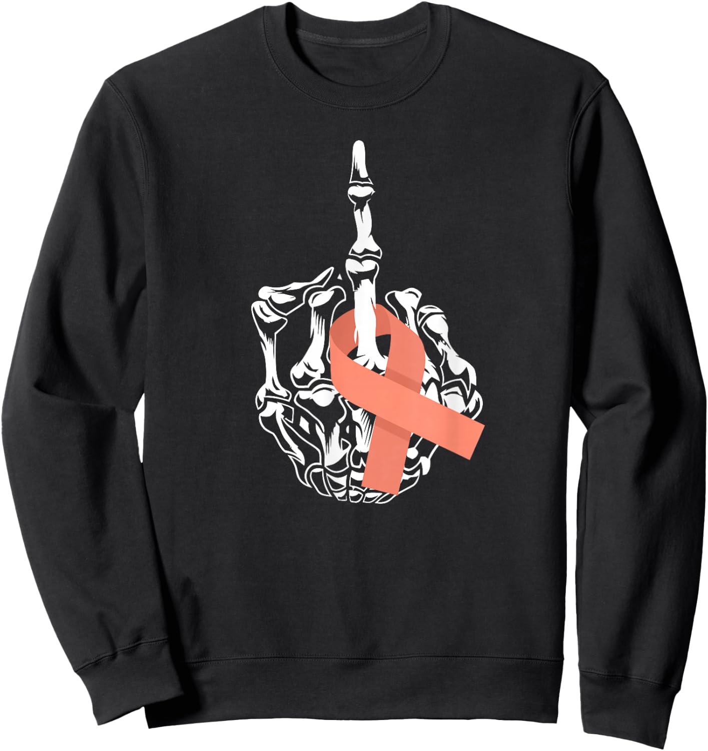 Fuck Uterine Cancer Middle Finger Uterus Cancer Awareness Sweatshirt - Sweatshirt | Black