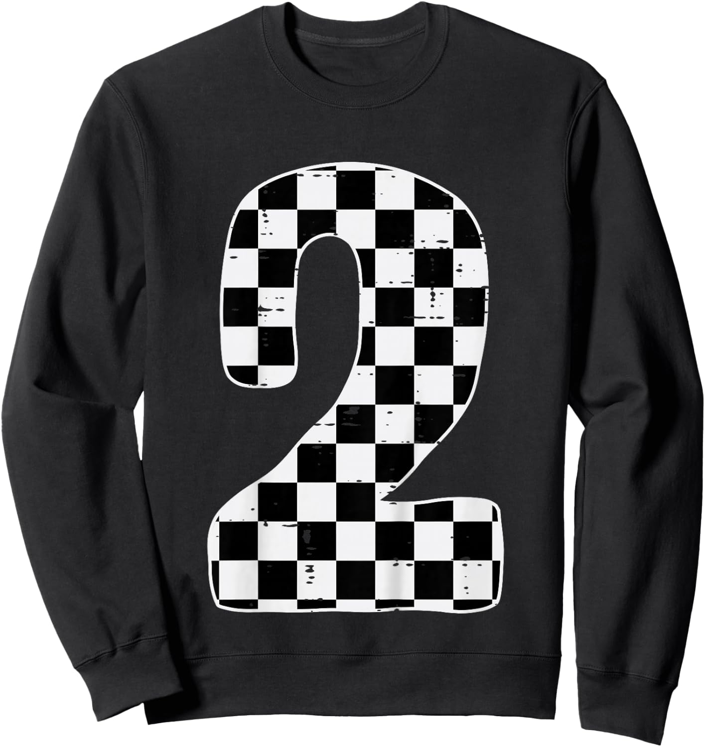 2nd Birthday 2 Racing Flag Two Year Old Bday Boys Girls Kids Sweatshirt - Sweatshirt | Black