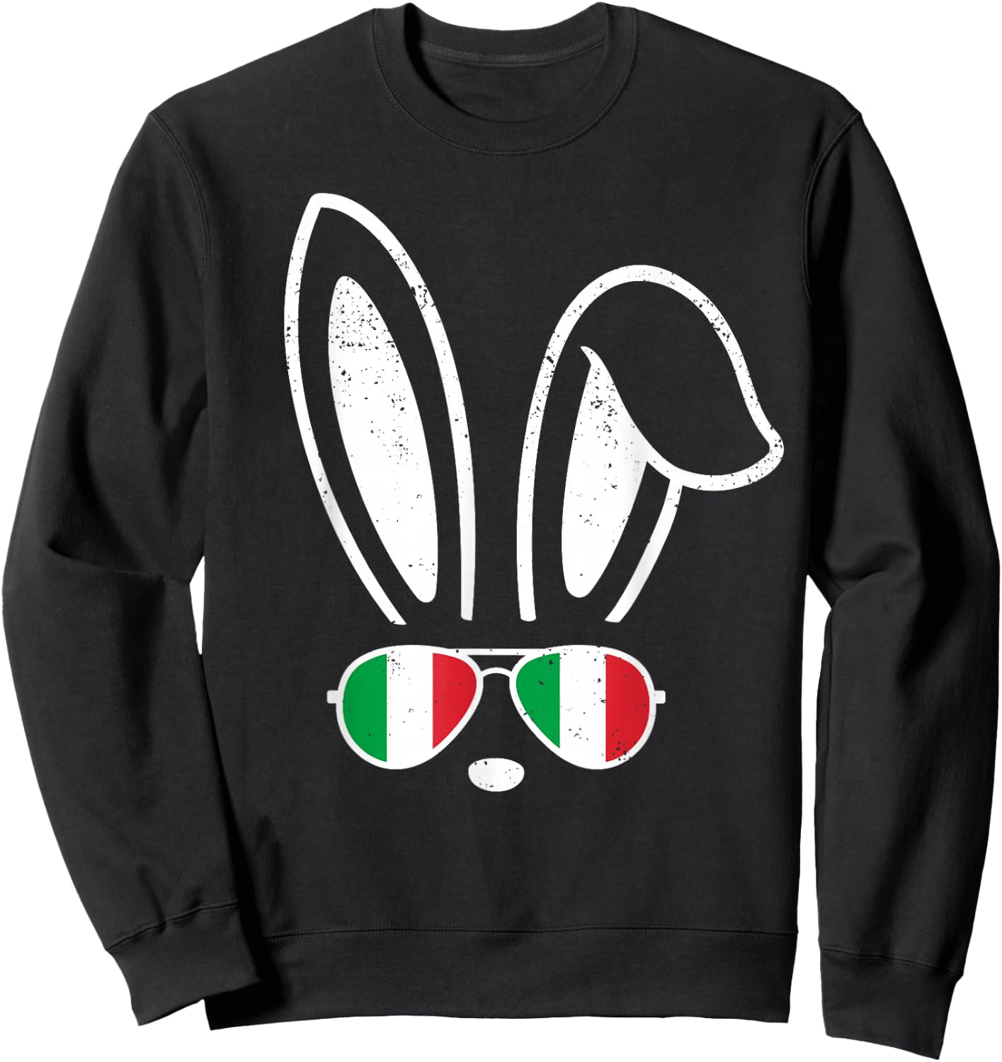 Bunny Ears Sunglasses Funny Easter 2025 Italy Flag Italian Sweatshirt - Sweatshirt | Black