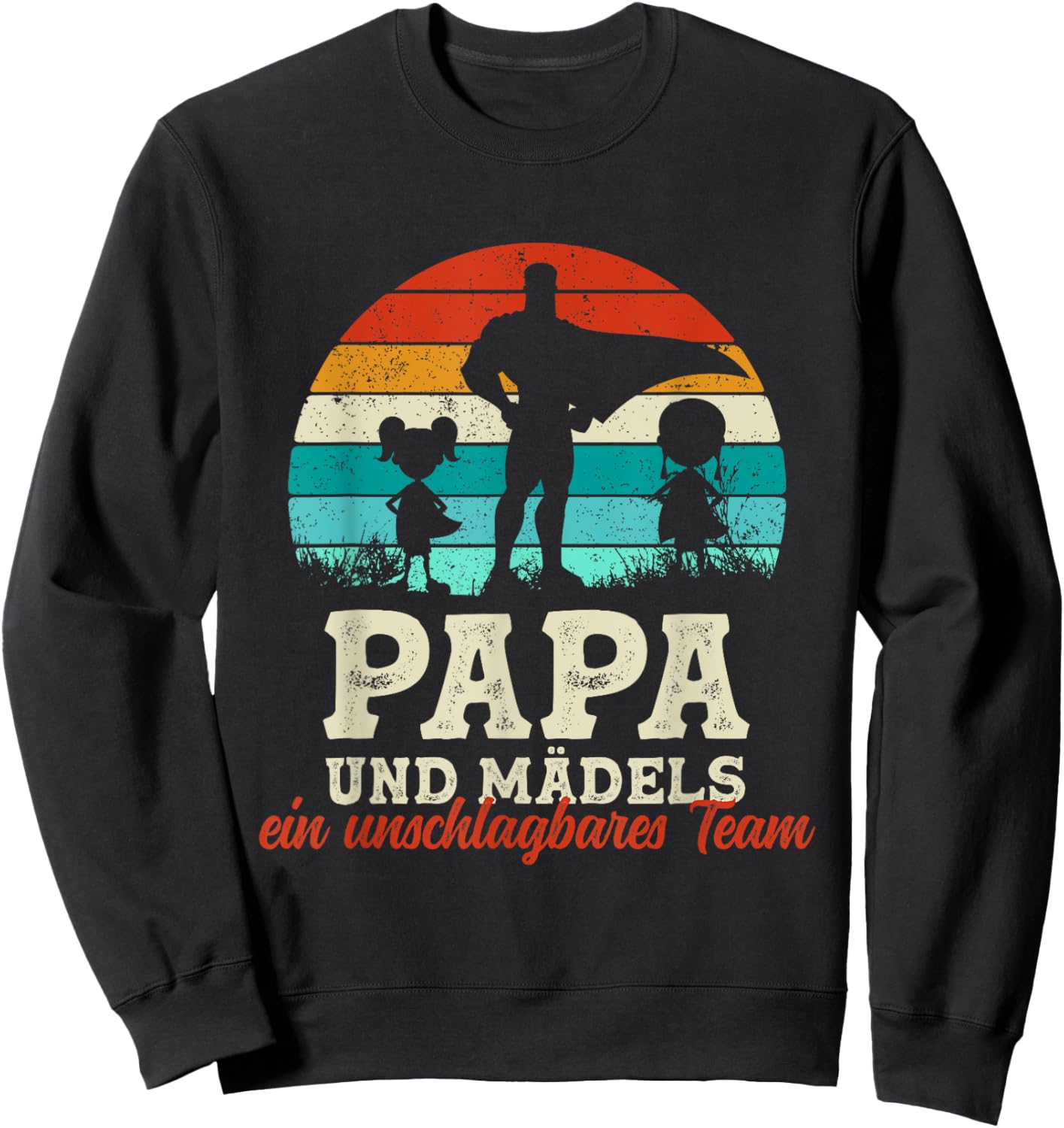 Team Papa Tochter Zwei Kinder Vatertag Bester Super Papa Sweatshirt - Sweatshirt | Black
