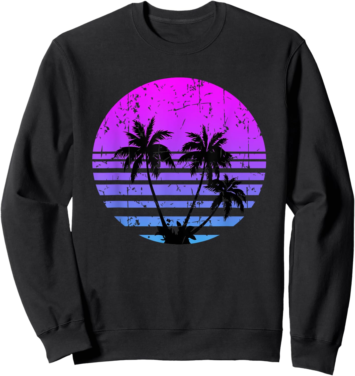 Retro Palm Trees Sunset Summer Vacation Beach Sweatshirt - Sweatshirt | Black