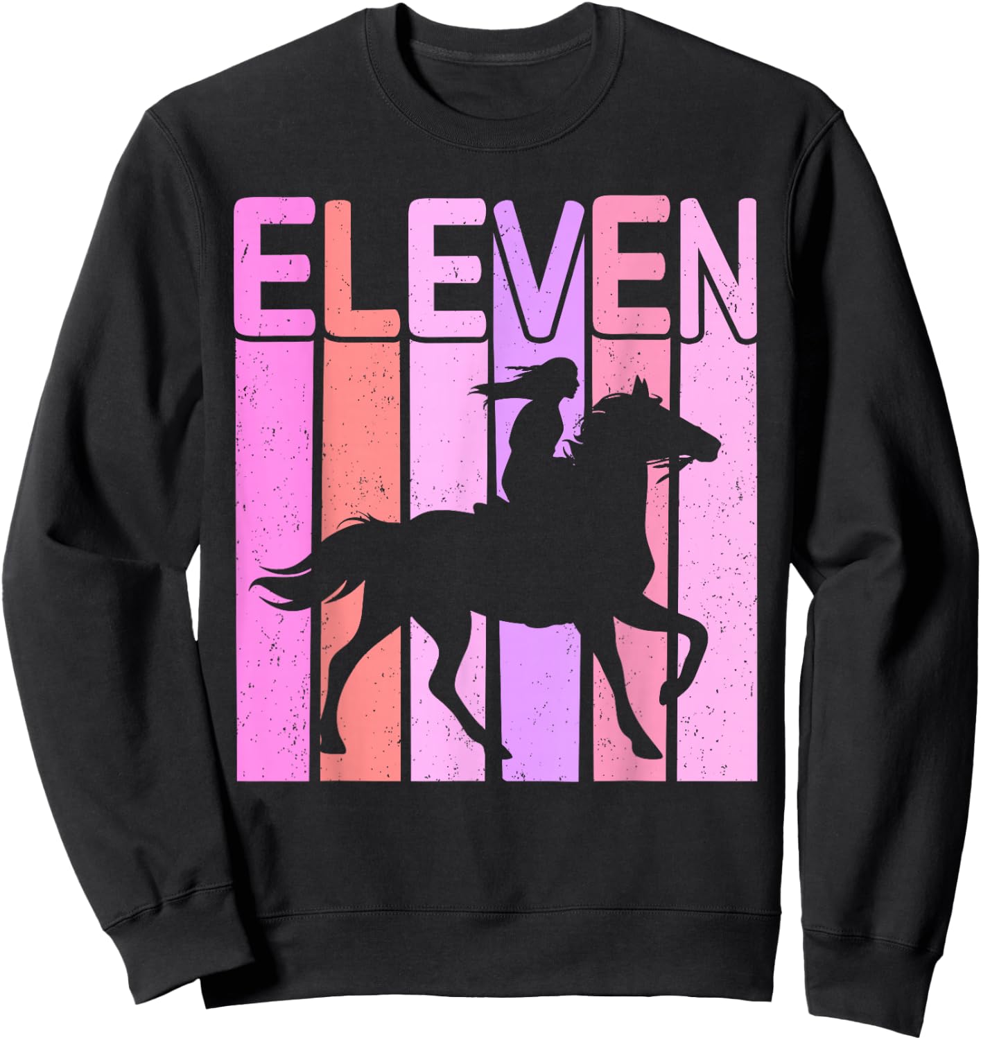 Horse Girl 11th Birthday Horseback Riding 11 Year Old Sweatshirt - Sweatshirt | Black