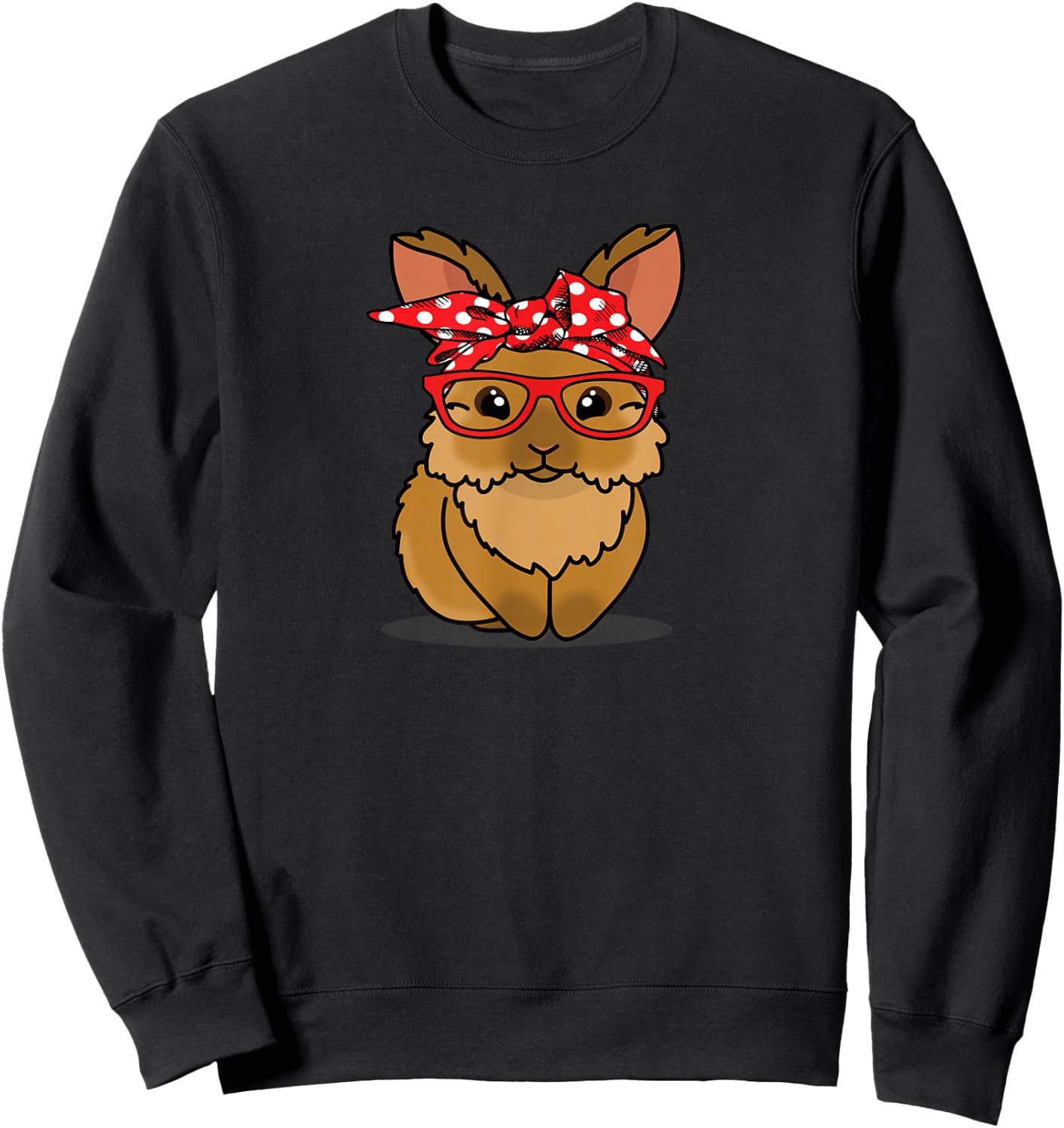 Funny Red Bandana Glasses Mom Lionhead Rabbit Lover Sweatshirt - Sweatshirt | Black