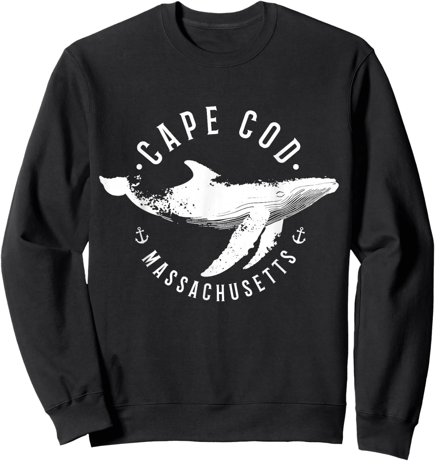 Cape Cod Massachusetts Souvenir Whale Ocean Nautical Sweatshirt - Sweatshirt | Black