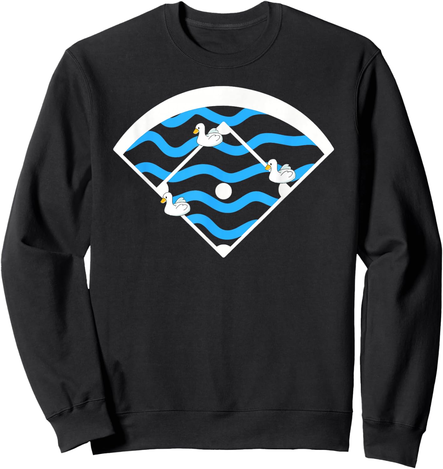 Funny Baseball Ducks On The Pond Base Ball Sweatshirt - Sweatshirt | Black