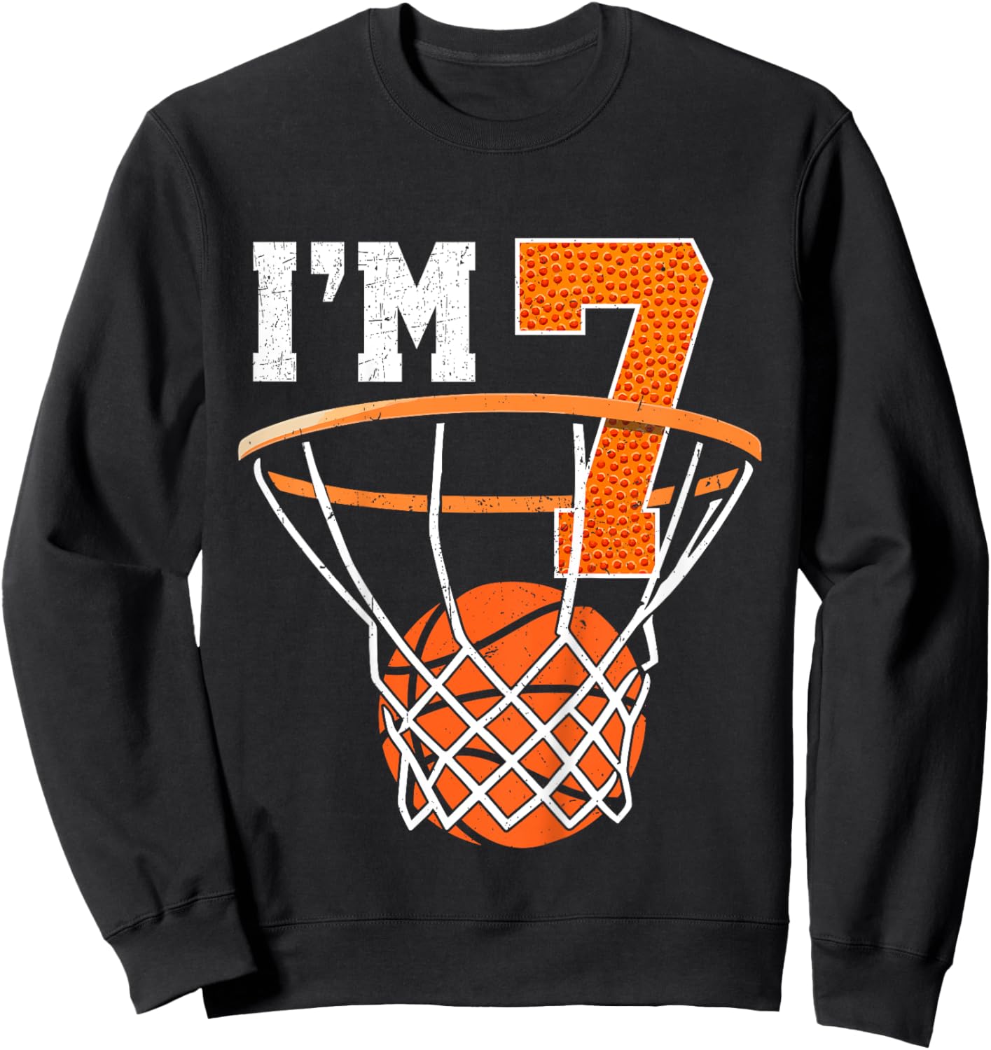 Kids 7th Birthday Shirt Boy Basketball Kids Seven Year Old Sweatshirt - Sweatshirt | Black