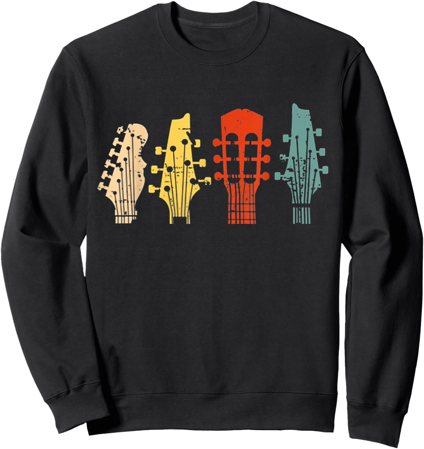 Vintage Guitar Gift Women Music Band Guitarist Stuff Sweatshirt - Sweatshirt | Black