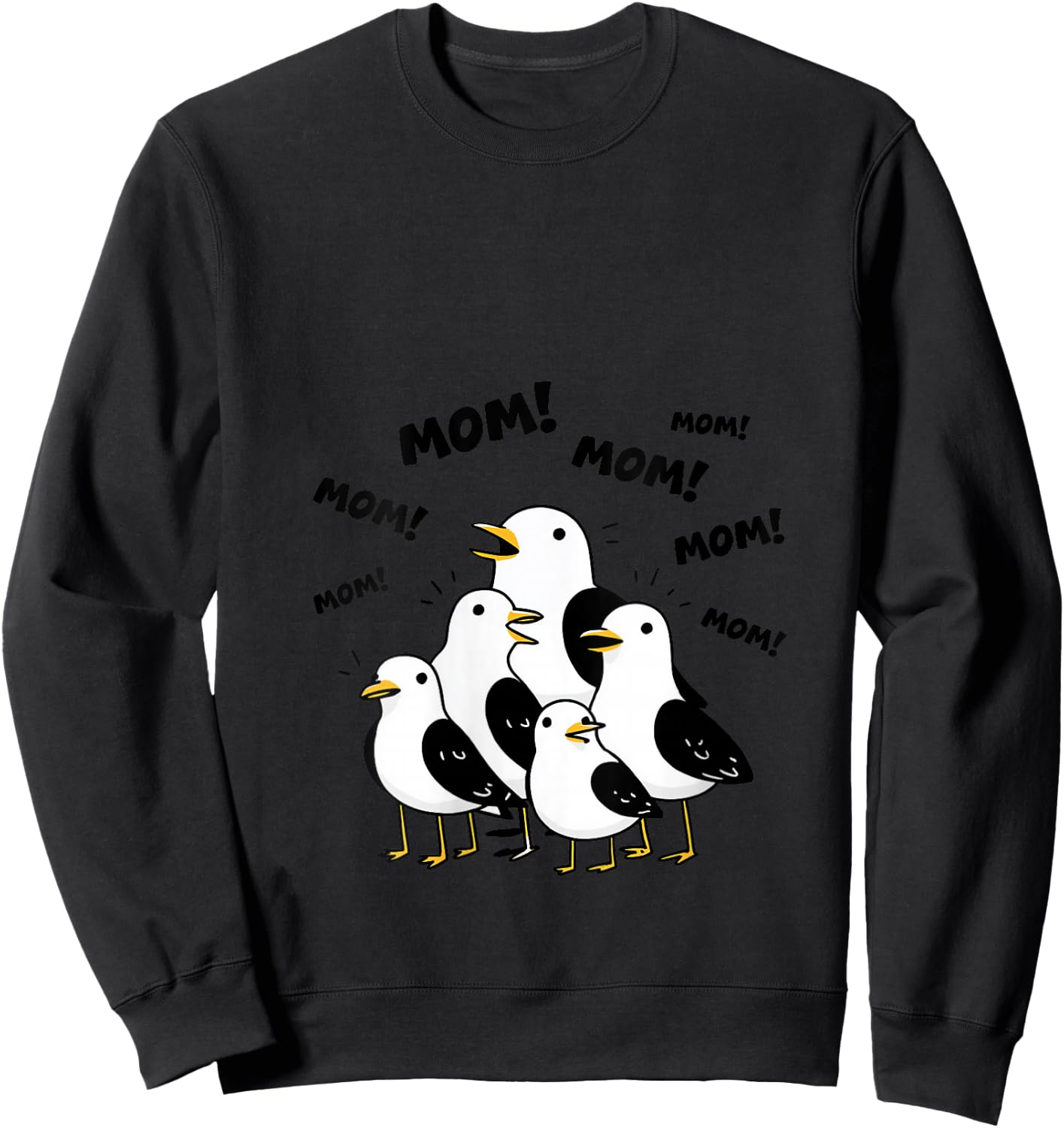 Women's Funny Mom Seagull Tired Mama Cute Mother's Day for Mom V-Neck Sweatshirt - Sweatshirt | Black