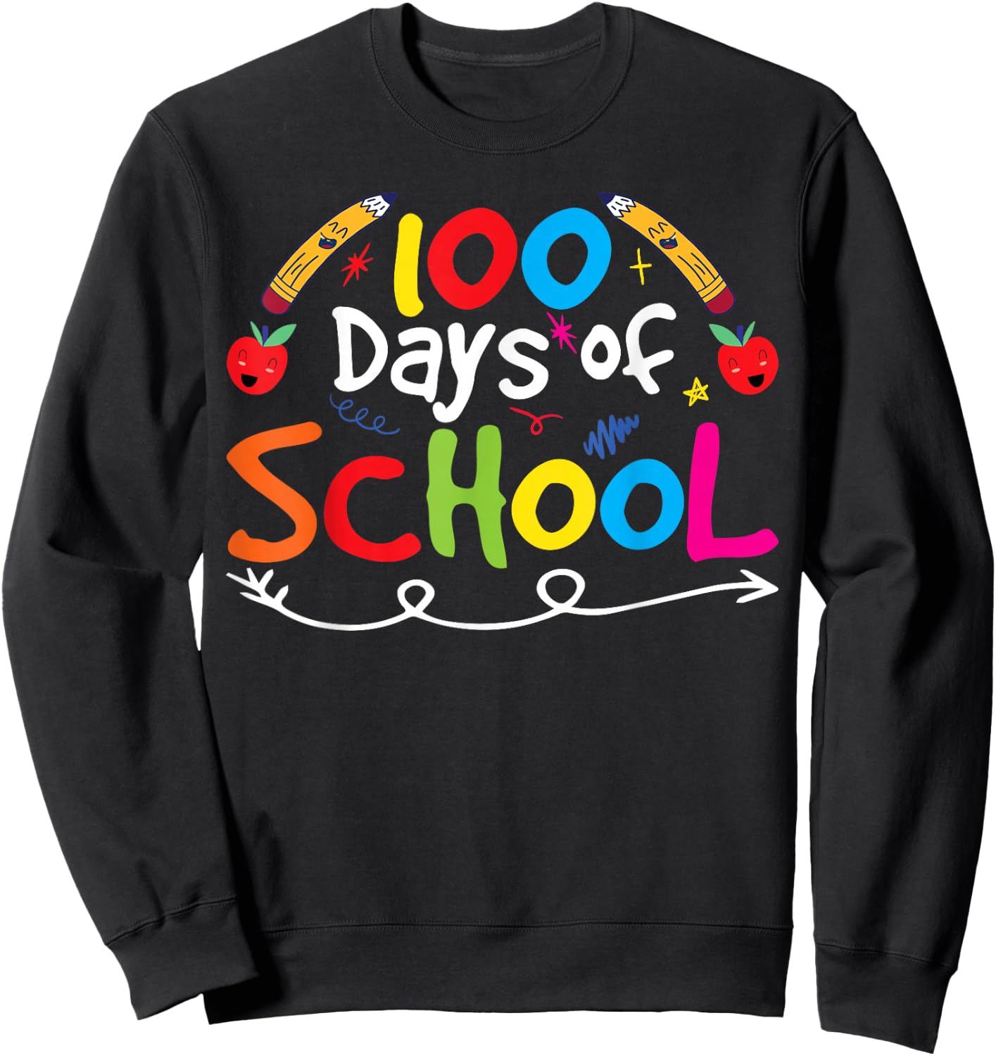 100 Days School Team Cute Sayings , black Sweatshirt - Sweatshirt | Black