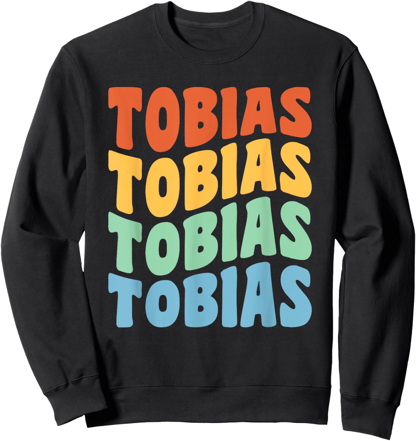 Tobias First Name Retro Groovy Personalized Sweatshirt - Sweatshirt | Black