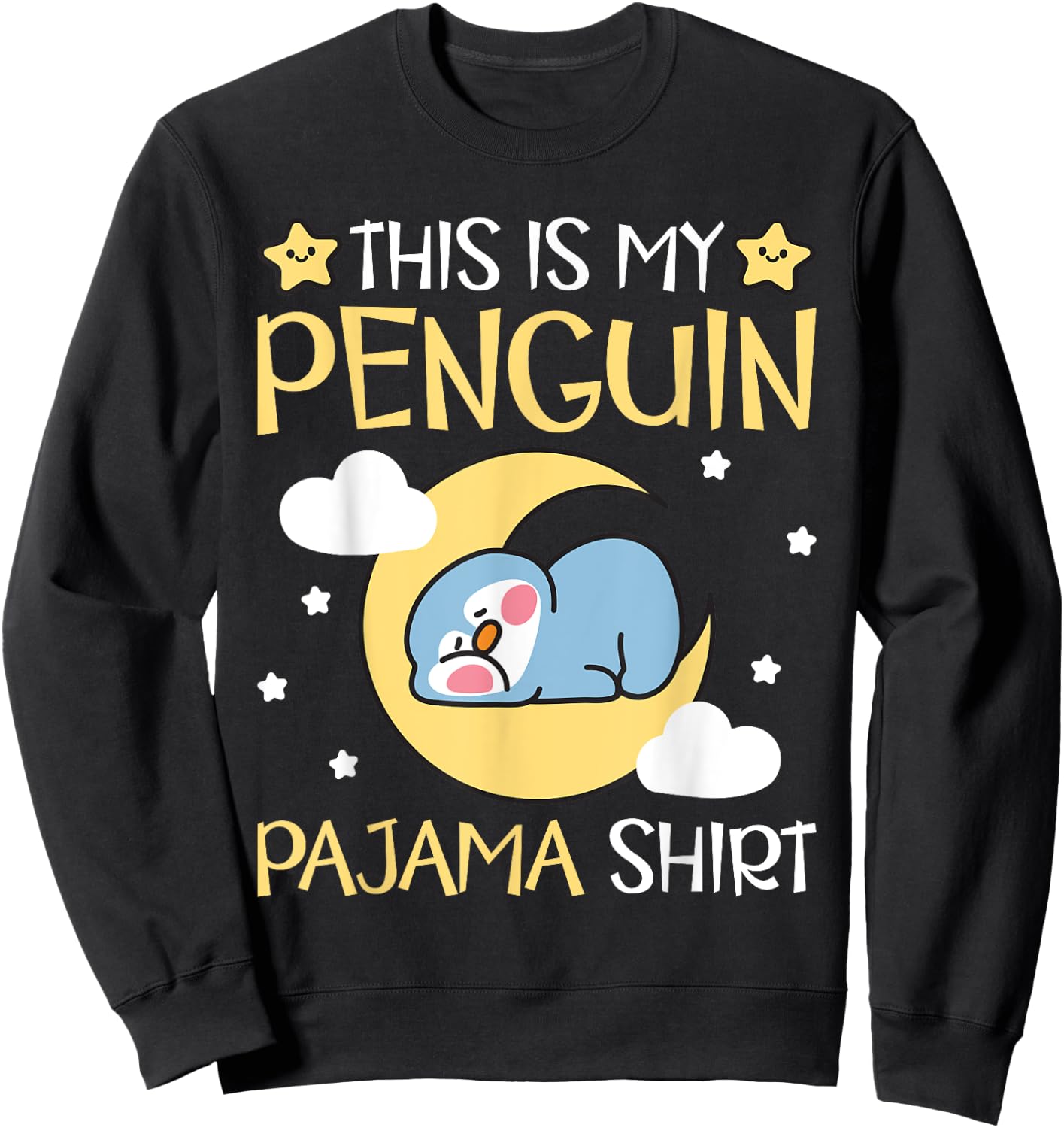 Cute PJ Teen Boys Girls PJs Funny This Is My Penguin Pajama Sweatshirt - Sweatshirt | Black