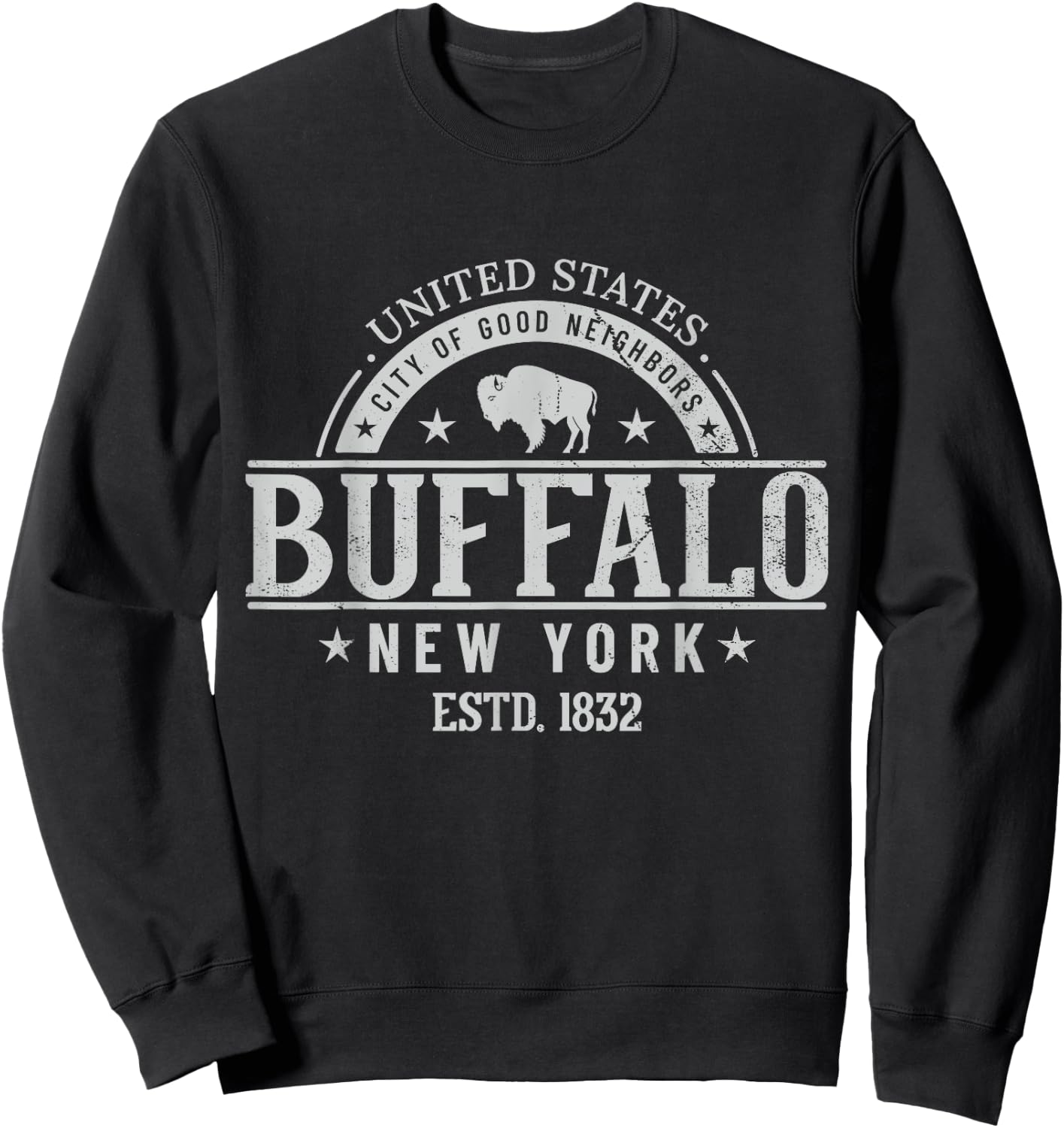 Vintage Buffalo New York The City Of Good Neighbors Est 1832 Sweatshirt - Sweatshirt | Black
