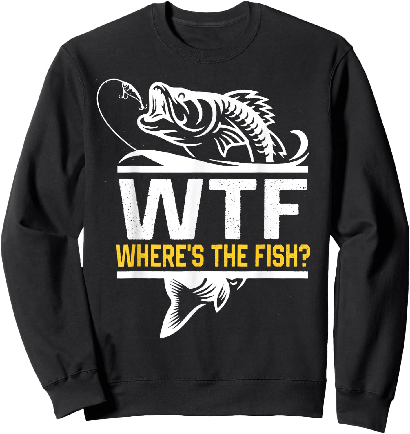 Where's The Fish WTF Men's Funny Fishing Sweatshirt - Sweatshirt | Black