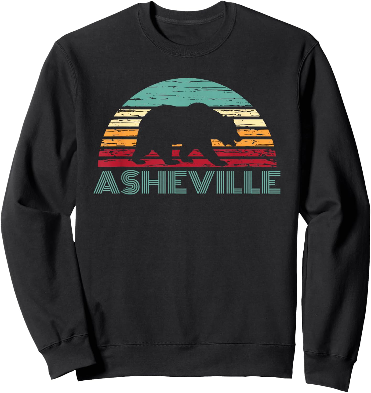 North Carolina Wildlife Retro Asheville NC AVL Bear Gift Sweatshirt - Sweatshirt | Black