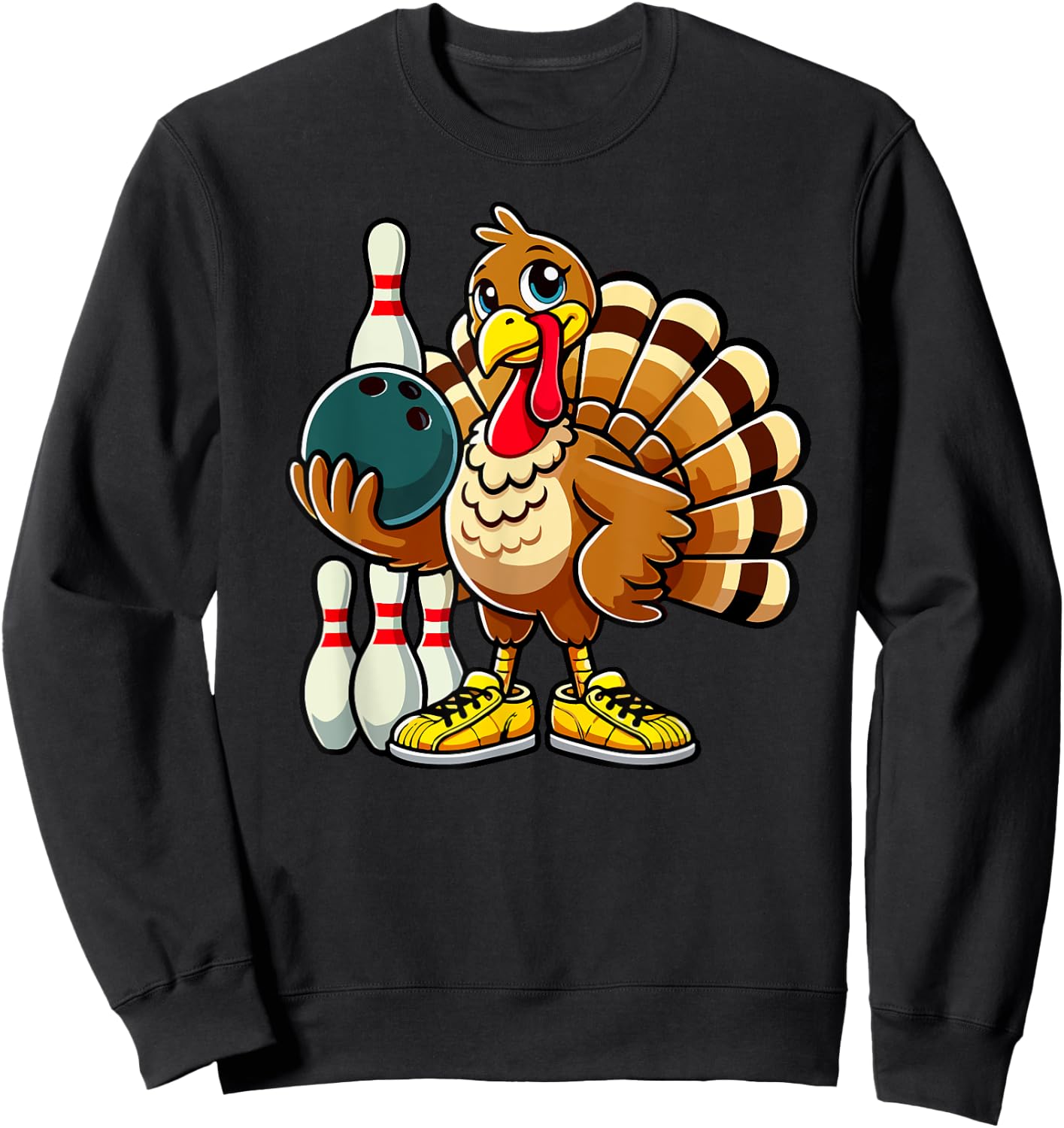 Thanksgiving Bowling Shirt Women Men Funny Turkey Bowling Sweatshirt - Sweatshirt | Black