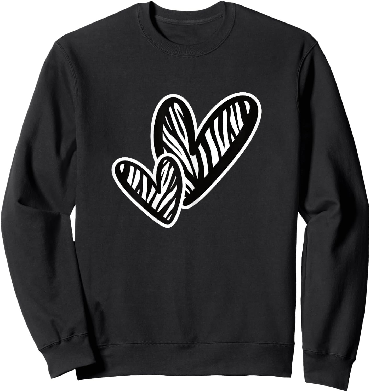 Cute Zebra Pattern Heart Love Women Girls Sweatshirt - Sweatshirt | Black