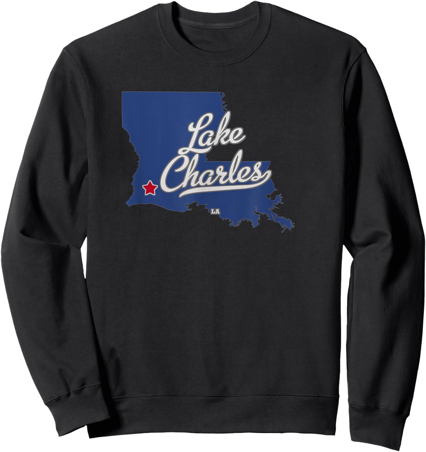 Lake Charles Louisiana LA Map Sweatshirt - Sweatshirt | Black