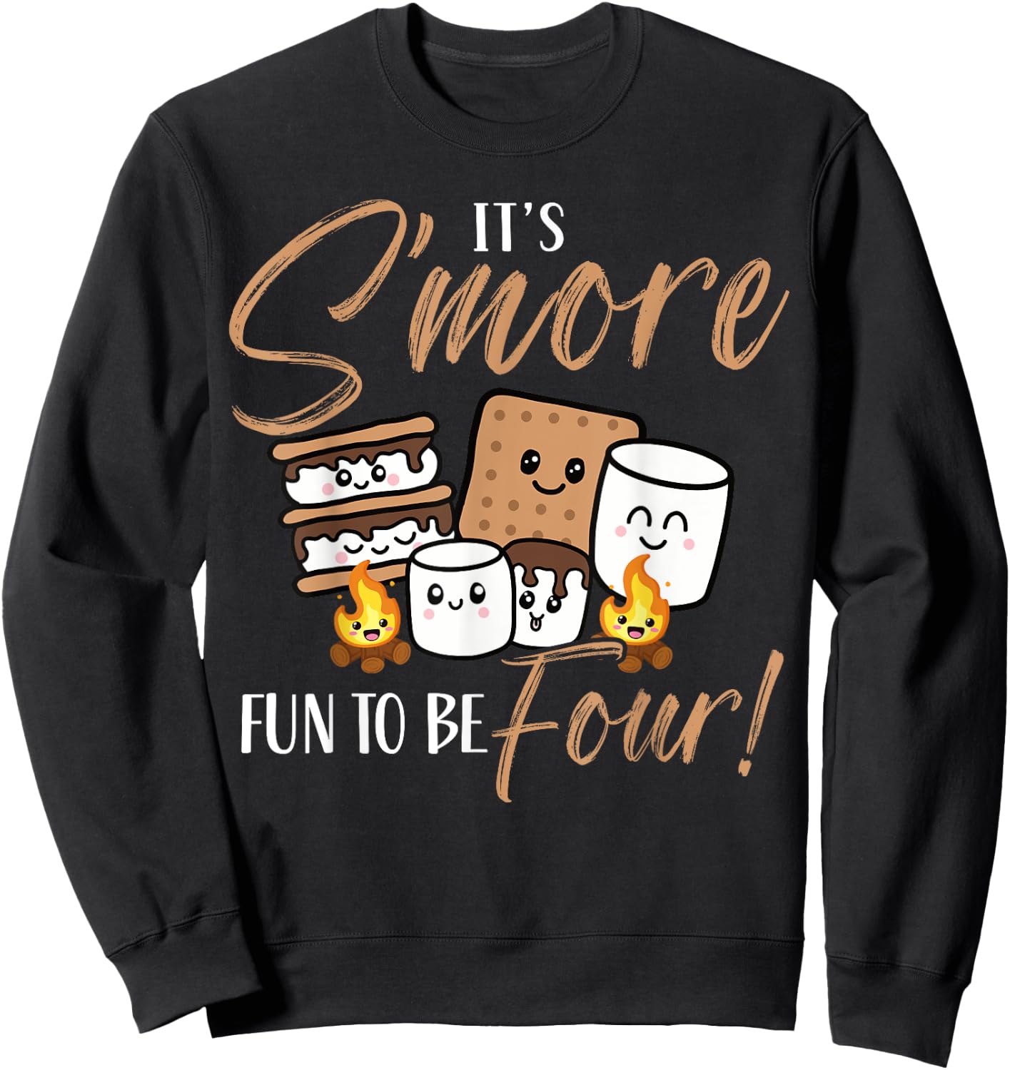 It's S'more Fun To Be Four 4 Birthday Campfire Marshmallow Sweatshirt - Sweatshirt | Black