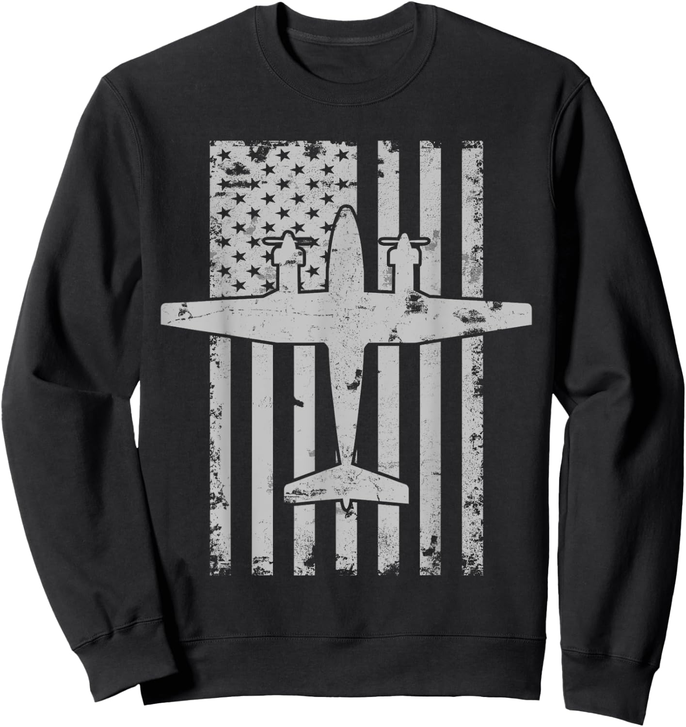 King Air B200 Twin-Engine Airplane Patriotic Pilot Sweatshirt - Sweatshirt | Black