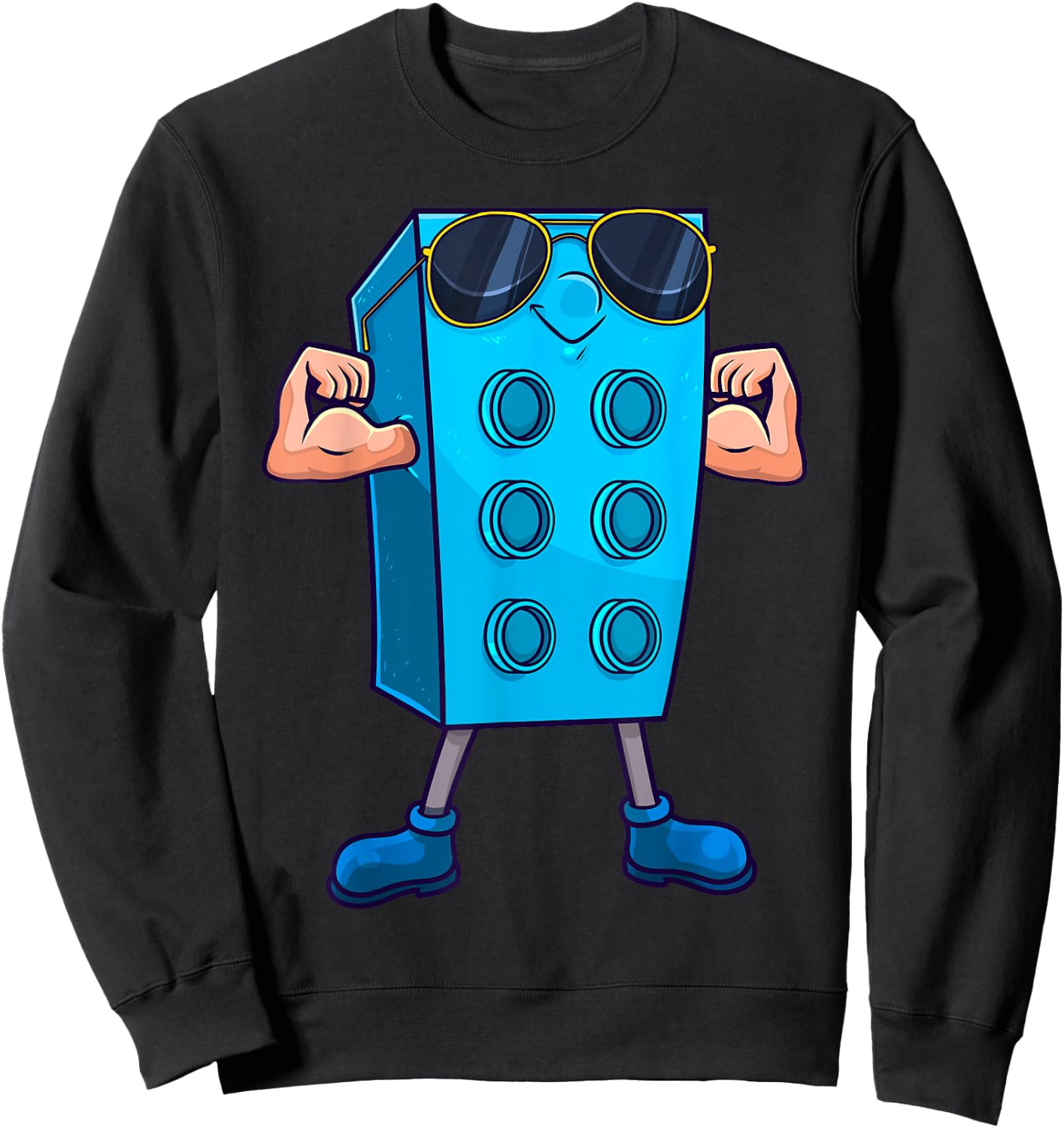 Brick Builder Master Building Blocks Birthday Funny Kids Boy Sweatshirt - Sweatshirt | Black